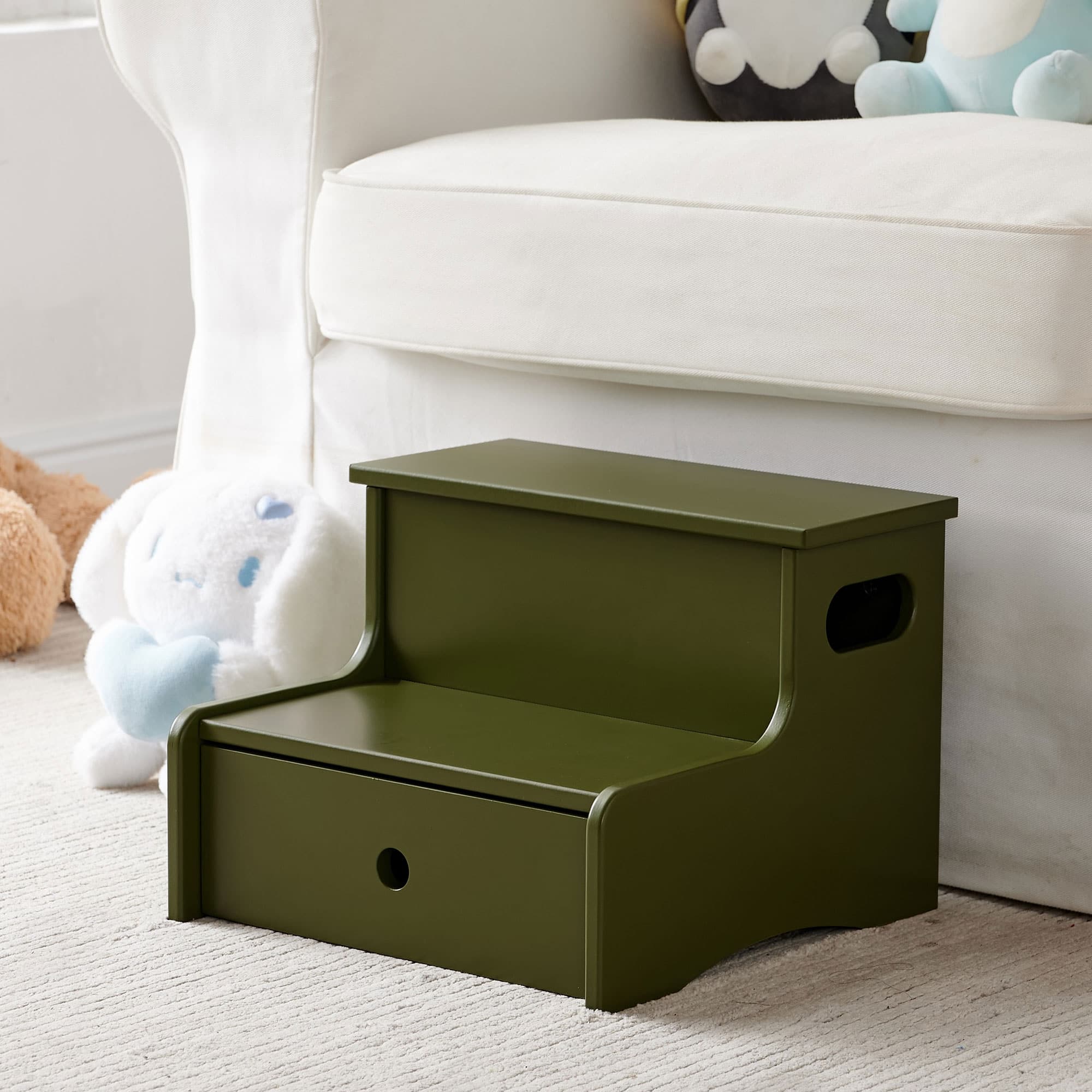 Kings Brand Furniture - Wooden Toddler Step Stool for Kids with Storage for Bedroom, Bathroom & Kitchen - Caviar