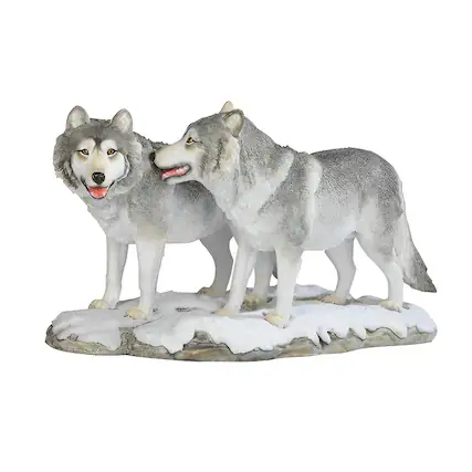 Front. FC Design - FC Design 11"W Wolf Couple Standing in Snow Figurine Statue Office Desk Tabletop Home Decor Gift - Multi-Color.