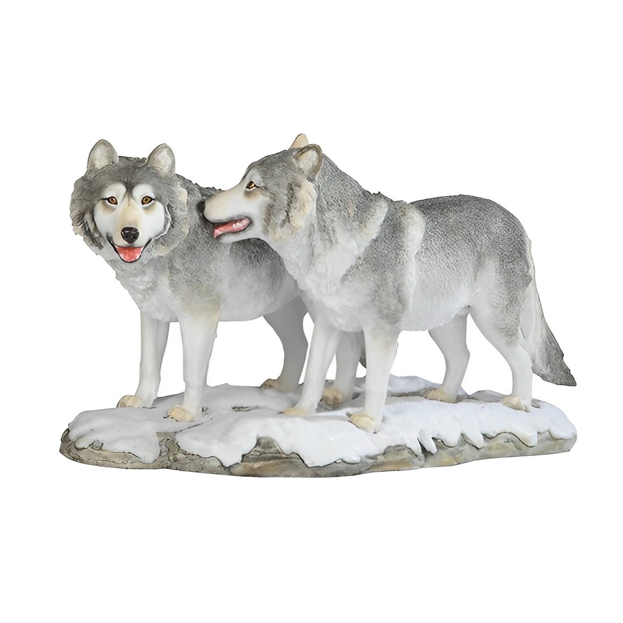 Front. FC Design - FC Design 11"W Wolf Couple Standing in Snow Figurine Statue Office Desk Tabletop Home Decor Gift - Multi-Color.