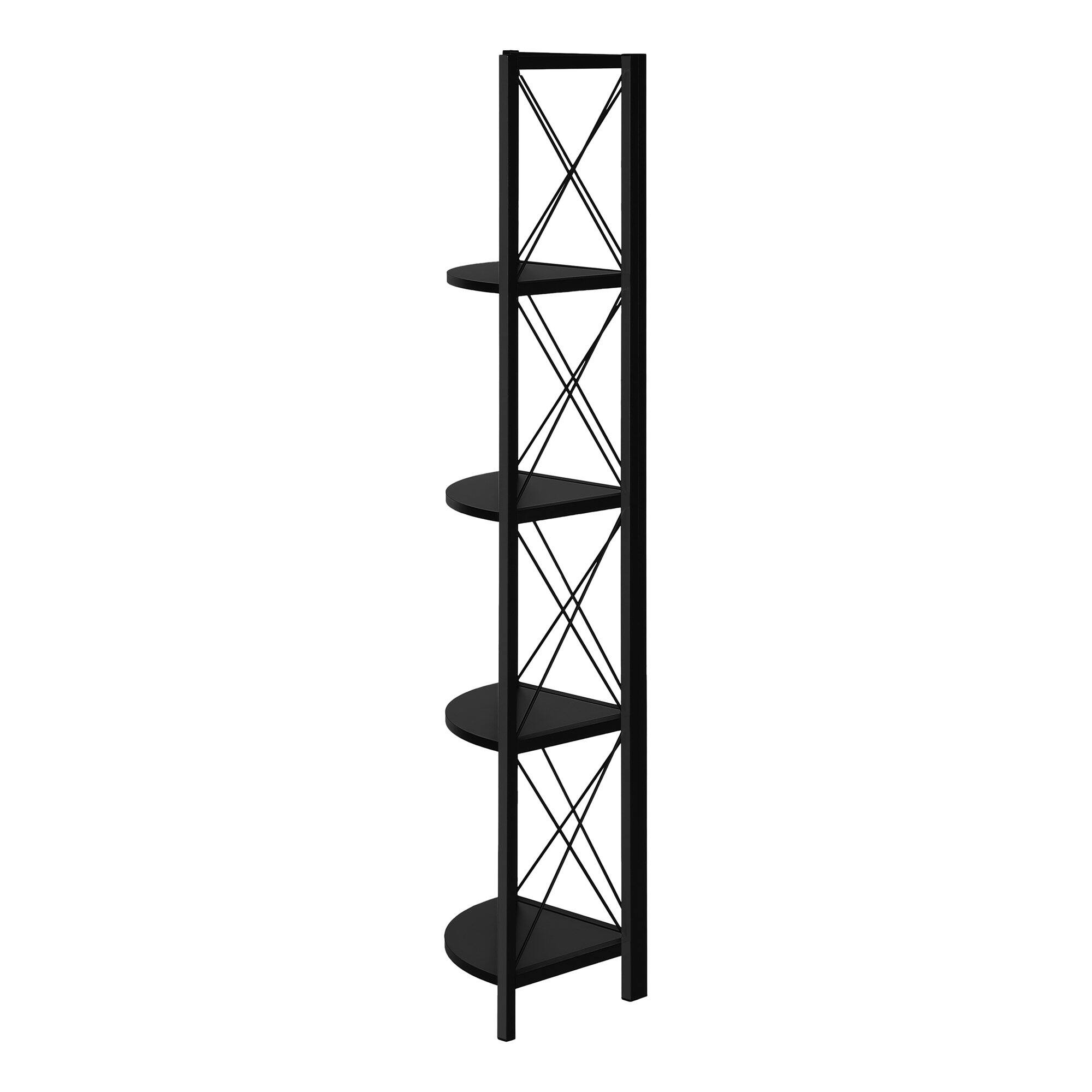 Alt View 1. Spaco - Spaco Modern 4 Tier 60 Inch Corner Bookshelf, Metal Industrial for Living Room Bedroom Office - Black.