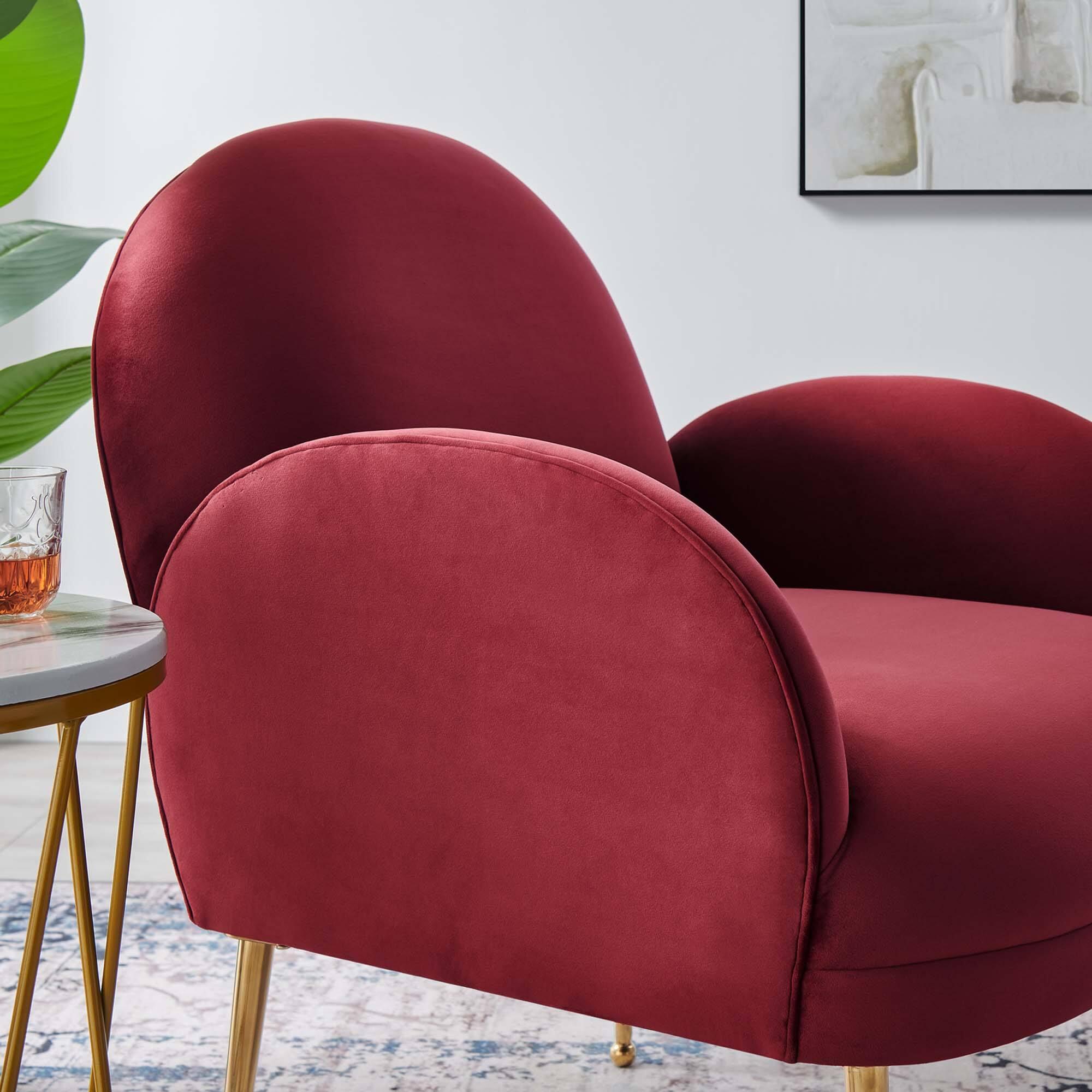 Back. Modway - Transcend Performance Velvet Armchair by Modway - Maroon.