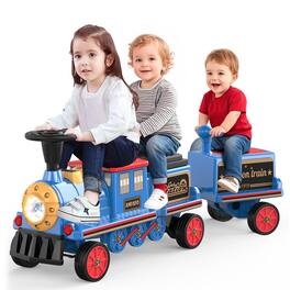 ANPABO - 12V Powered Ride on Toy Train for Kids, Ride On Train Set Trackless, Include 1 Locomotive & 1 Carriage