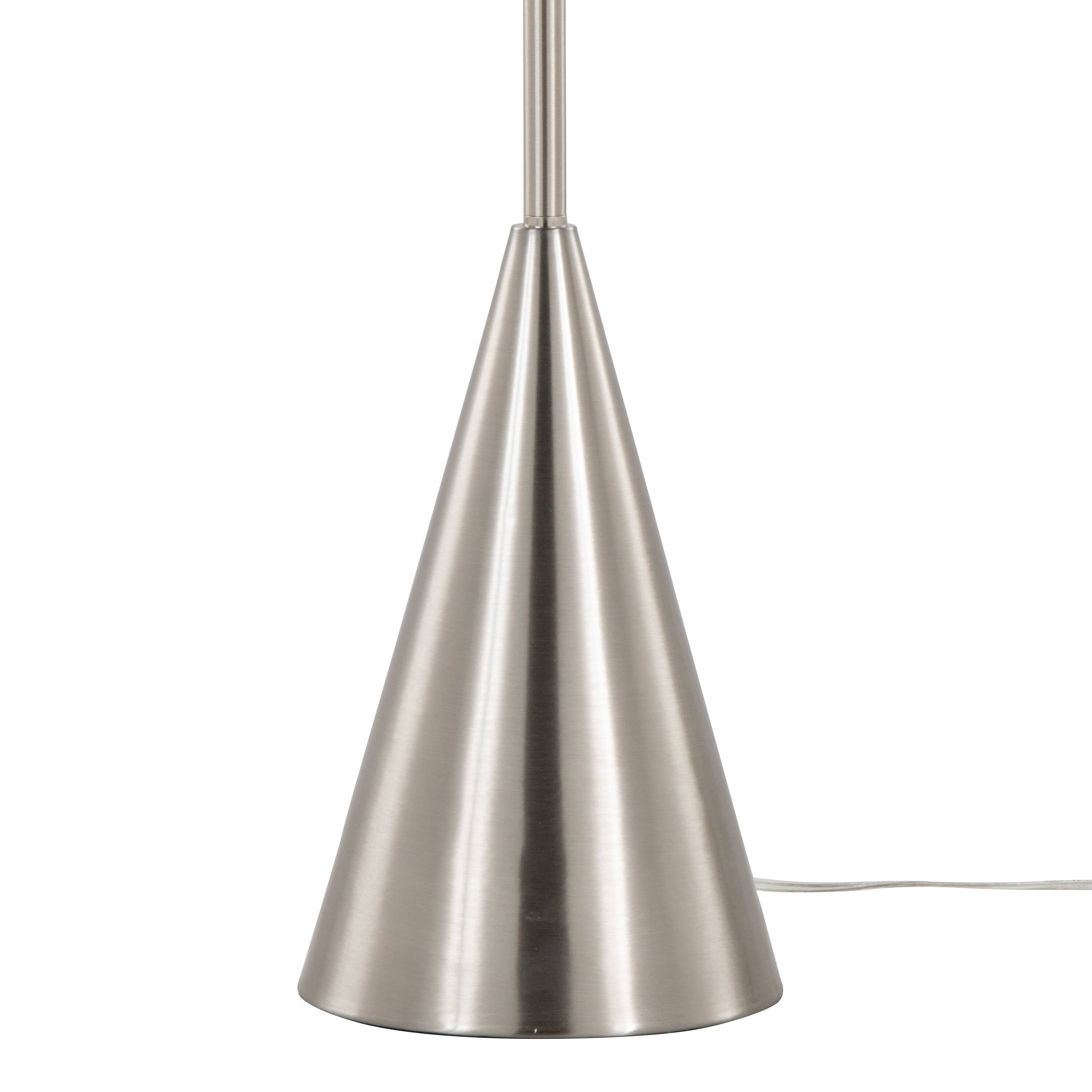 Back. Loheer - Loheer 64 Inch Brushed Nickel Floor Lamp Contemporary Metal Standing Lamp with White Linen Shade - Brushed Nickel.