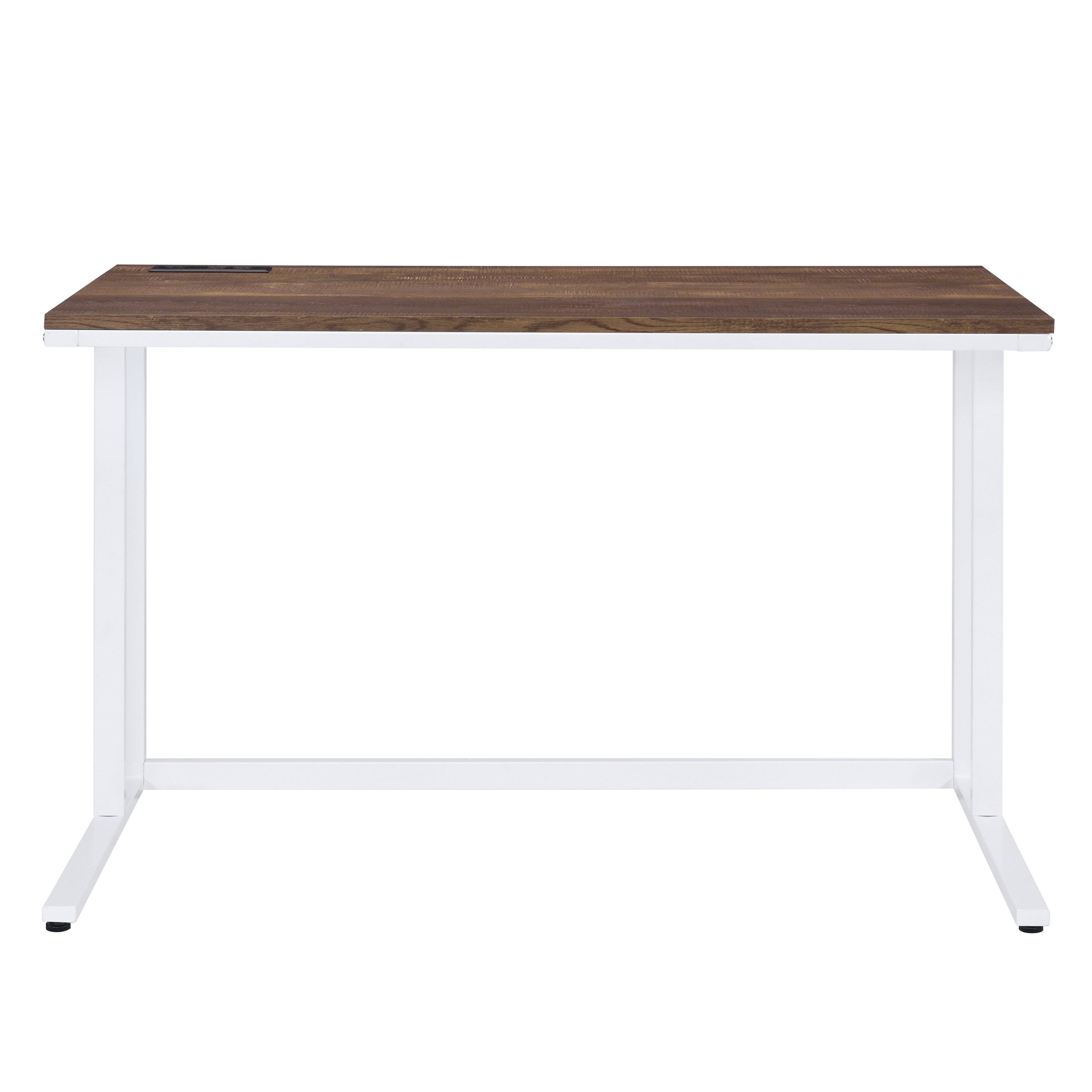 Back. Tiramisubest - Walnut and White Writing Desk with USB Port - White+Walnut.
