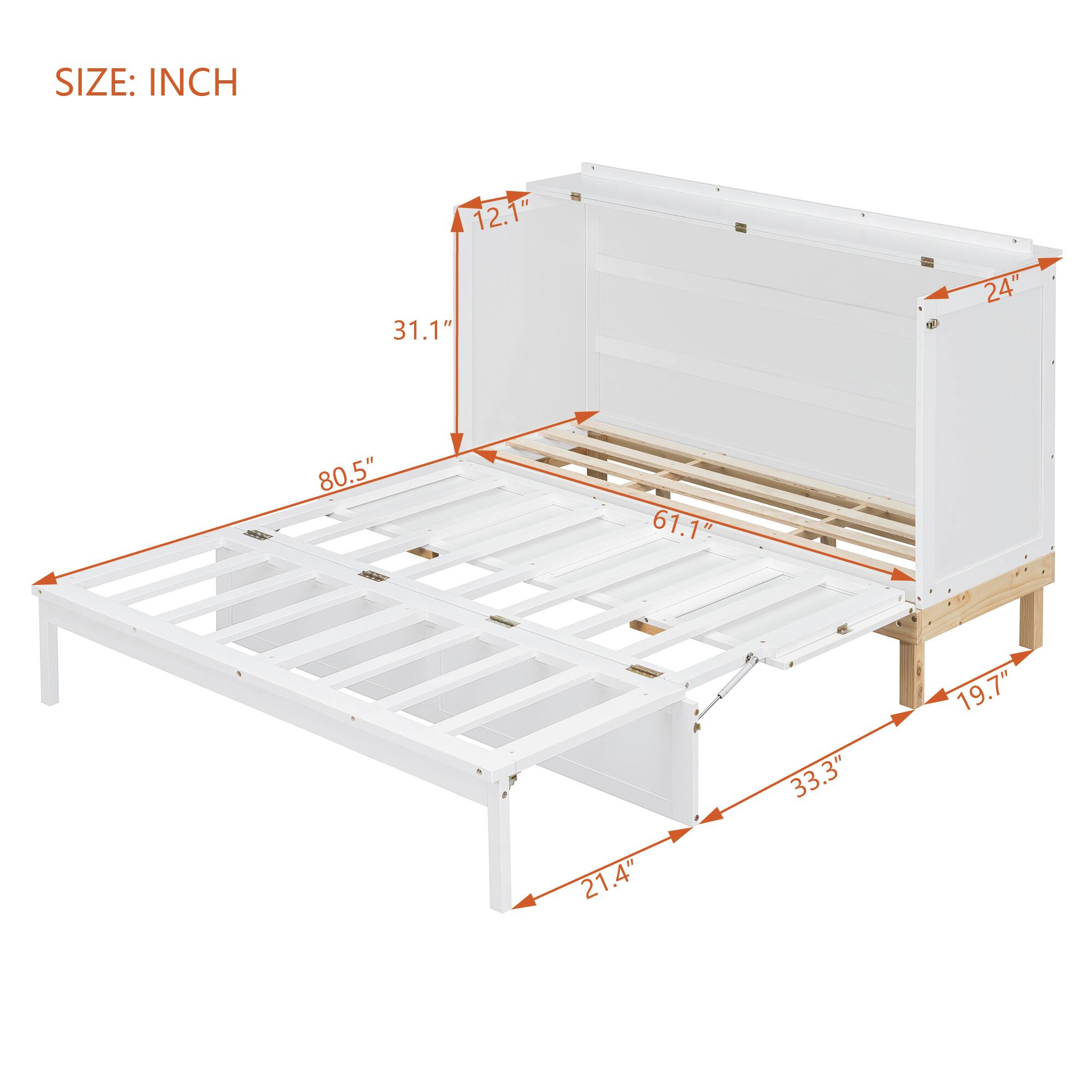 SIZE: INCH  
12.1" 31.1" 24" 80.5" 61.1" 33.3" 19.7" 21.4" 21