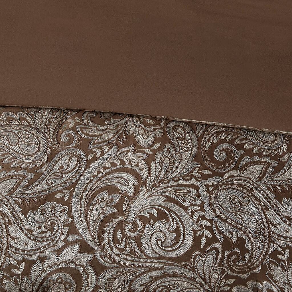 Alt View 5. Gracie Mills - Gracie Mills Thornton 6-Piece Paisley Jacquard Duvet Cover Set - Blue/Brown.