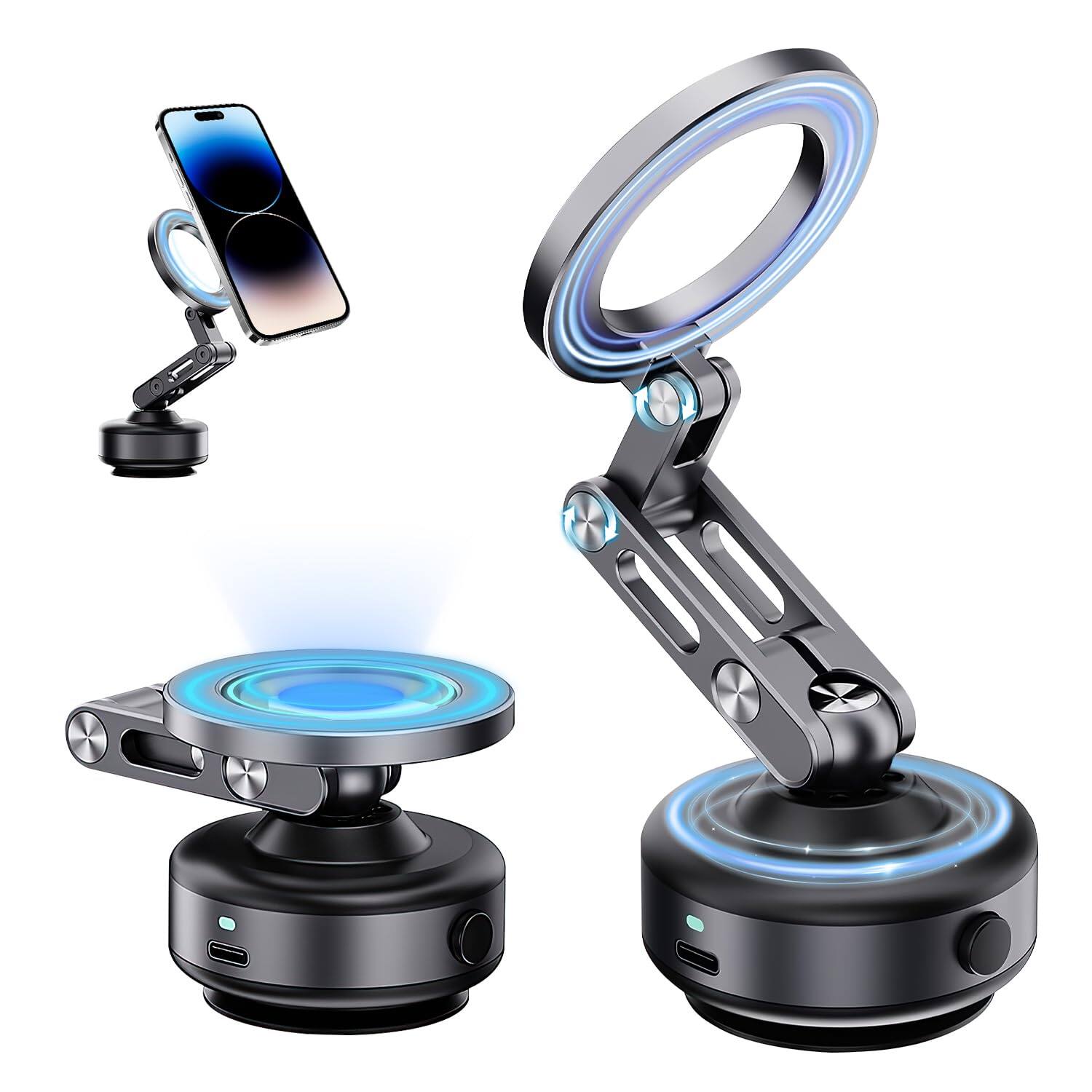Front. COTTAGE - Nixie Vacuum Magnetic Car Phone Mount N go Pro 360 Adjustable Suction Cup Official Foldable Smart Double si... - Default.