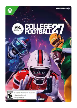 XBOX SERIES X|S
EA SPORTS COLLEGE FOOTBALL 27
REBS
MIAMI
C.A.O.S.
EVERYONE
In-Game Purchases (Includes Random Items)
Users Interact
ESRB - E (Everyone)