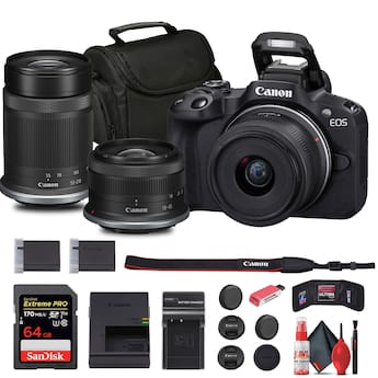 Bundle Canon EOS R50 Mirrorless Camera w 18 45mm and 55 210mm Bundle Canon EOS R50 Mirrorless Camera w 18 45mm and 55 210mm