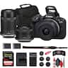 Bundle - Canon - EOS R50 Mirrorless Camera w 18-45mm and 55-210mm Lenses, 64GB Card, Bag Bundle - Black