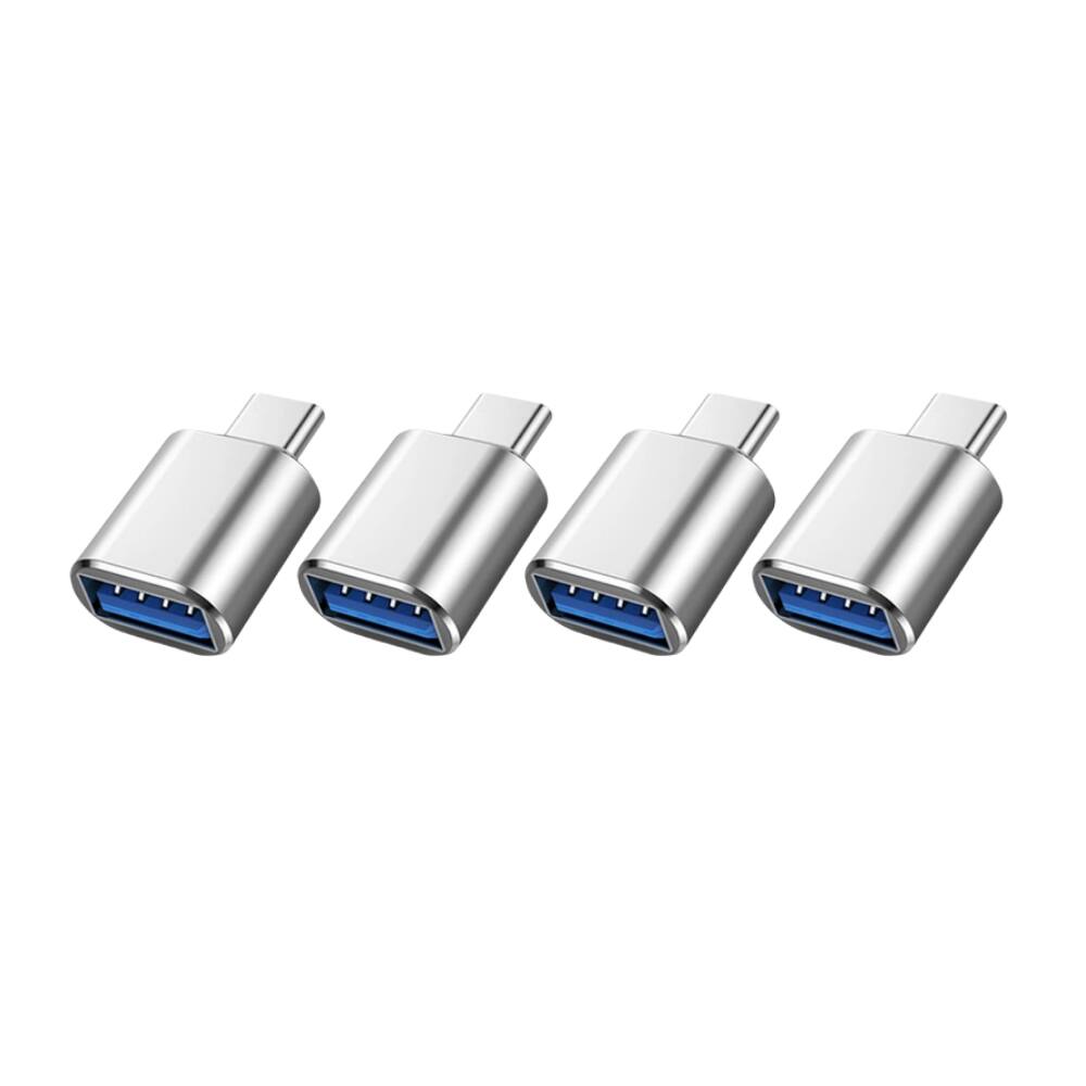 Alt View 1. Qixxronics - USB to USB C Adapter, Type C Male to USB Female Adapter OTG for MacBook Pro/Air and Other Type C Devices (4-Pack) - Silver.