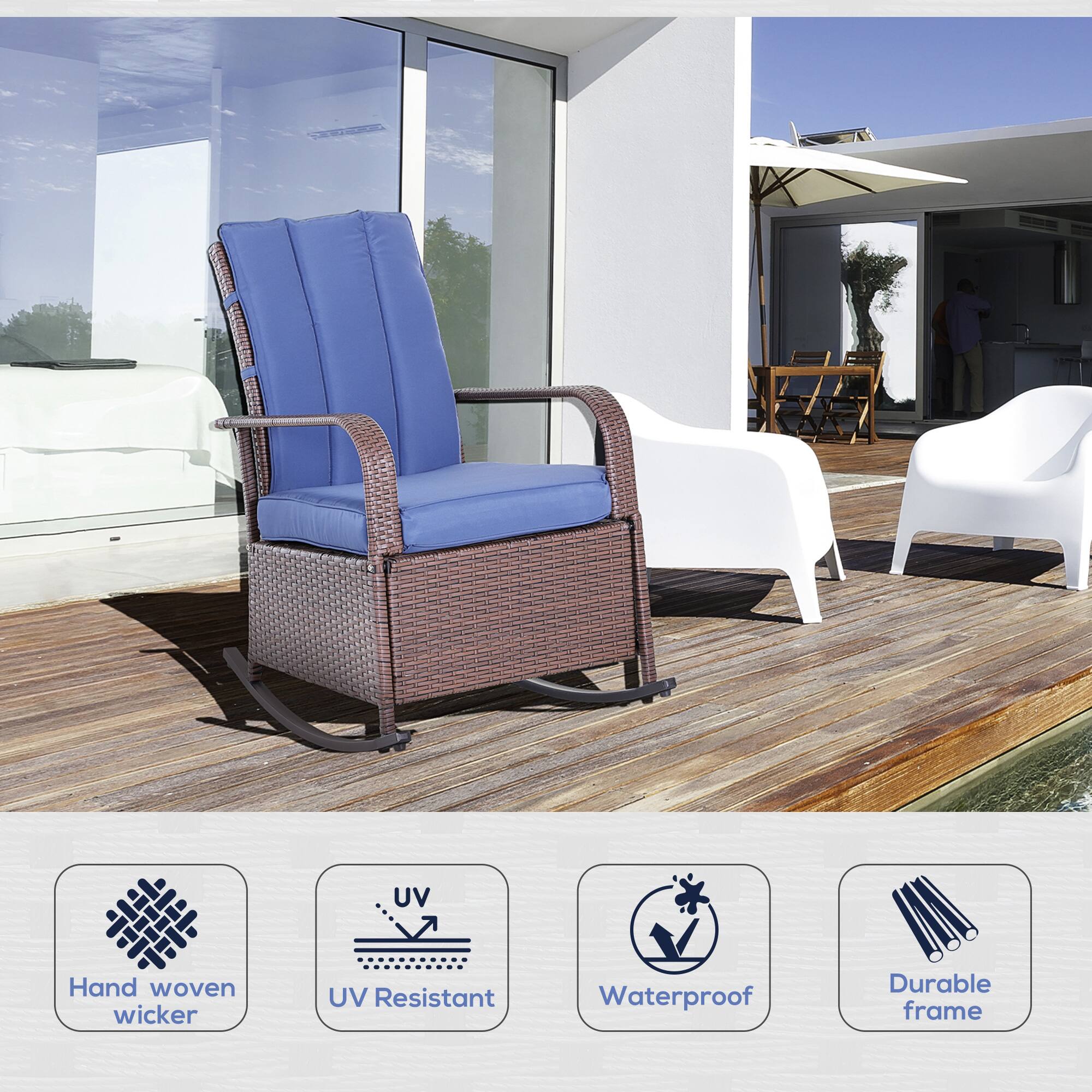 - Hand woven wicker
- UV Resistant
- Waterproof
- Durable frame