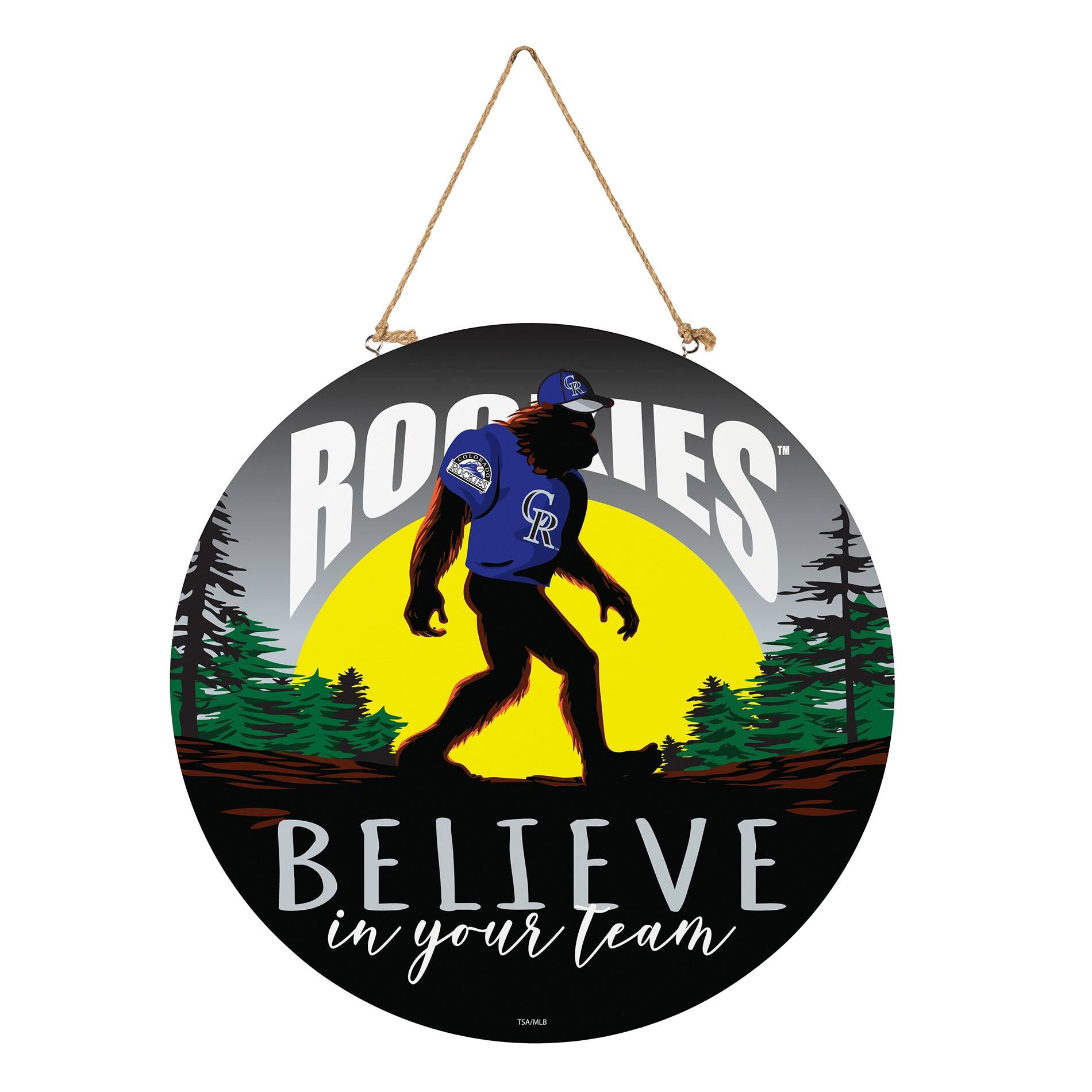 Colorado Rockies 18" Bigfoot "Believe in Yourself" Team Logo Wood Round Door Sign