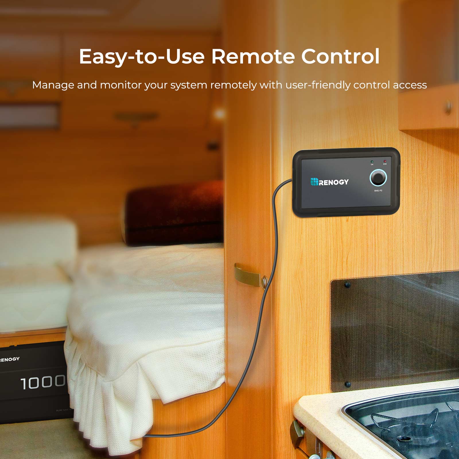 Easy-to-Use Remote Control: Manage and monitor your system remotely with user-friendly control access - RENOGY - ENOGY 1000.