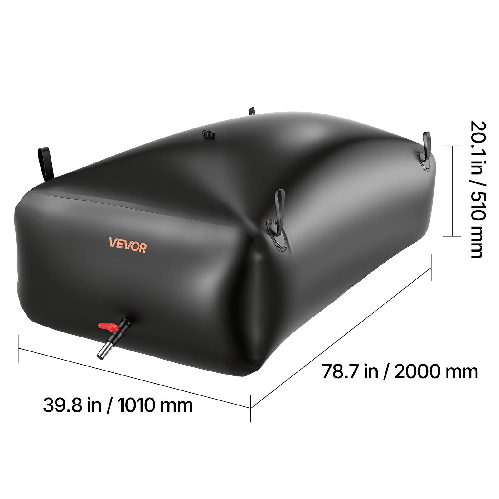 VEVOR ET 20.1i

Dimensions:
- 510 mm (20.1 in)
- 1010 mm (39.8 in)
- 2000 mm (78.7 in)