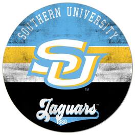 Jardine - Southern University Jaguars 20'' x 20'' Retro Logo Circle Sign - Light Blue