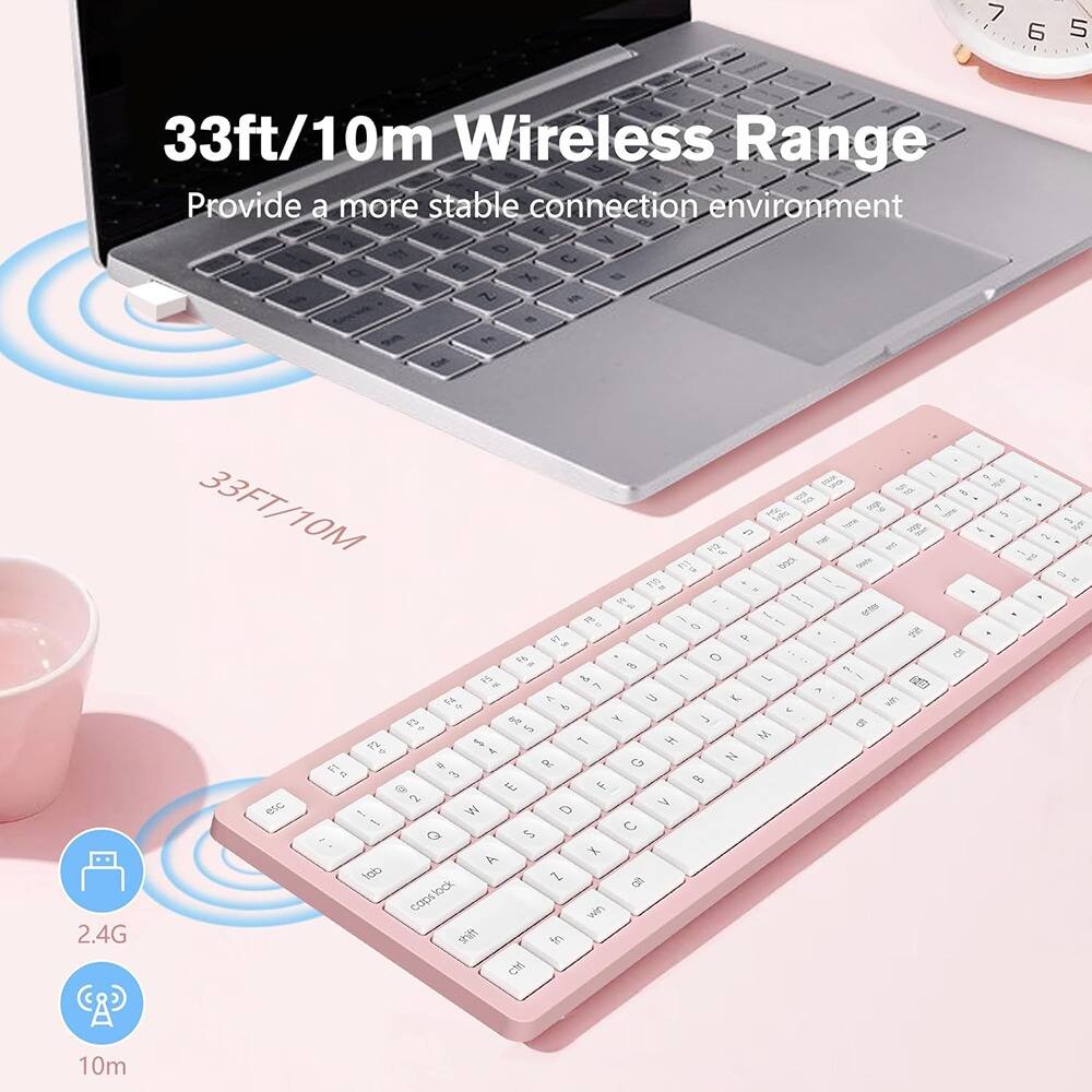 33ft/10m Wireless Range  
Provide a more stable connection environment  

33FT/10M  

2.4G  
10m