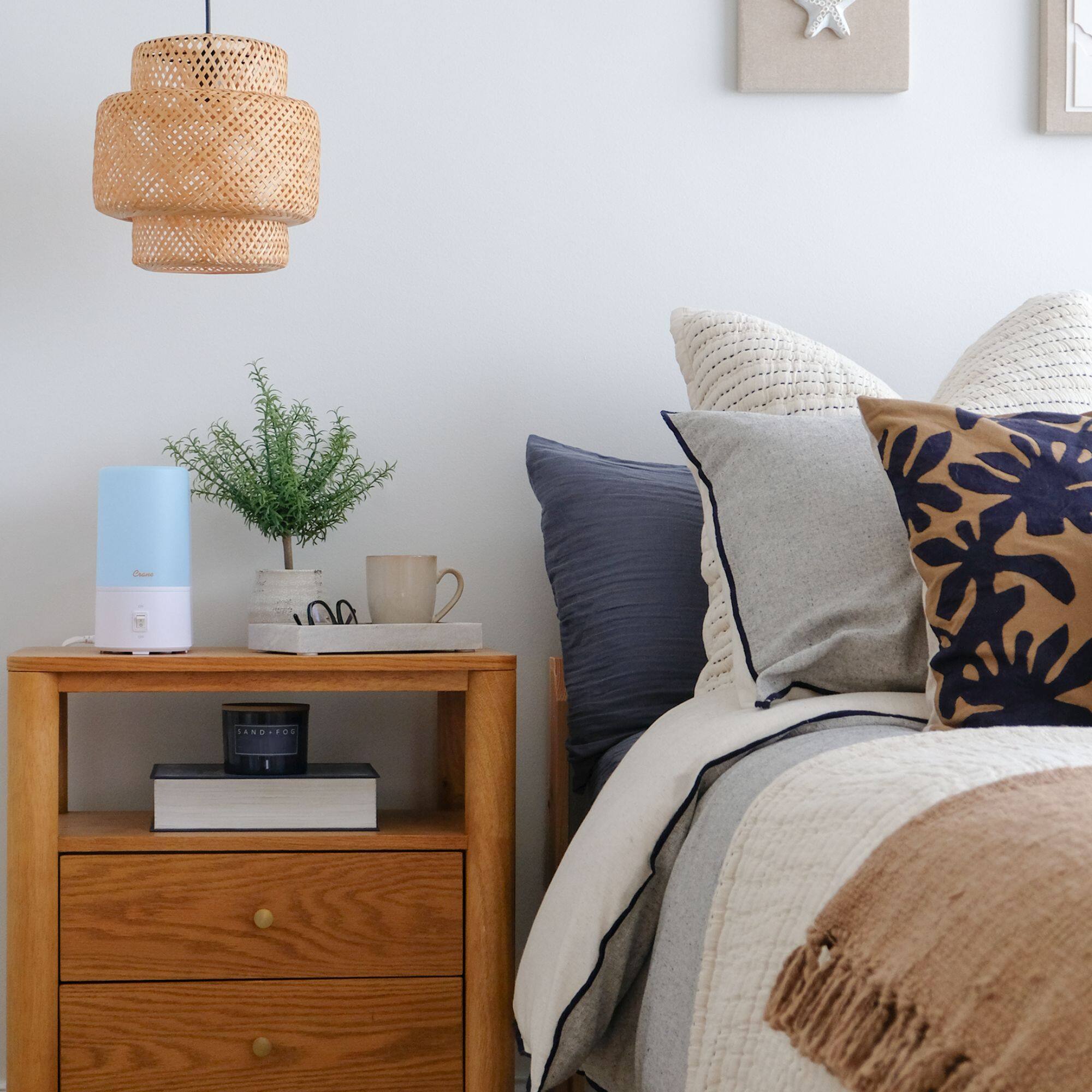 Left. CRANE - Crane Warm Mist Humidifier, 0.5 Gallon Tank, Steam Treatment.