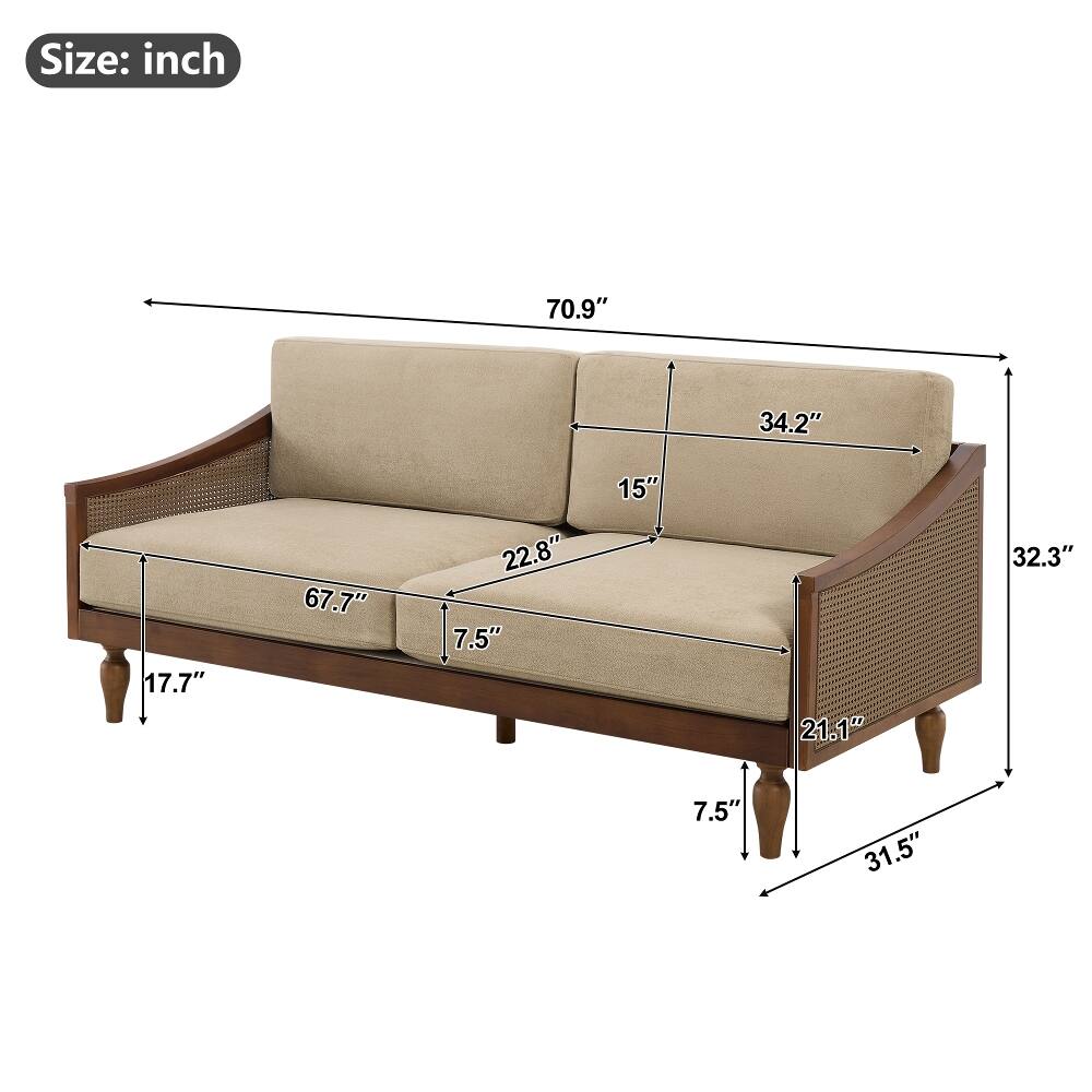 Size: inch  
70.9" 34.2" 17.7" 67.7" 22.8" 7.5" 15" 21.1" 32.3" 7.5" 31.5"