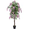 Front. Costway - Costway 6-Feet Artificial Wistera Silk Tree Pink Flower Indoor Outdoor for Home Decor - Green,Purple.