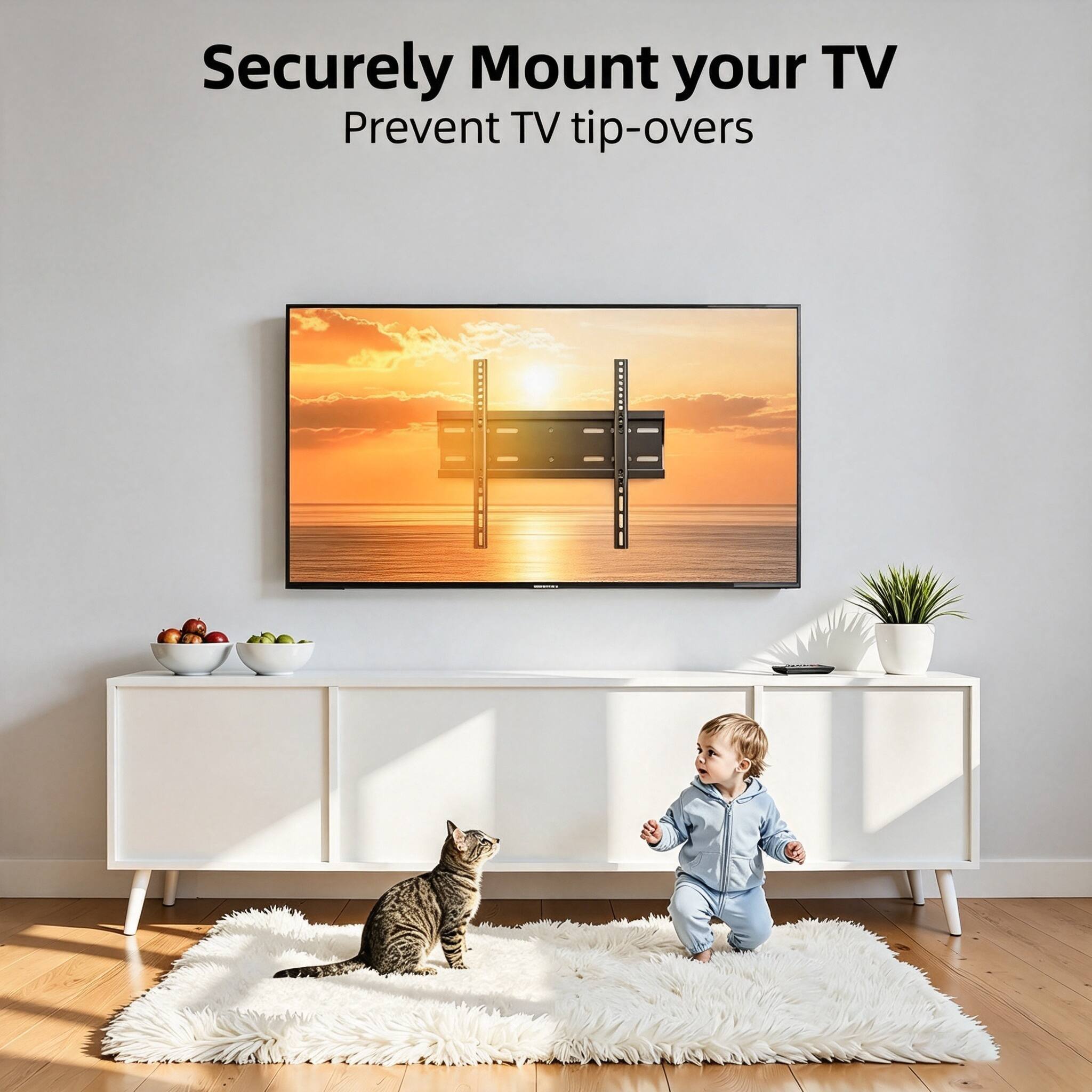 Dazzed Corner Low Profile TV Mount Bracket with Safe Lock, for 24 65 ...