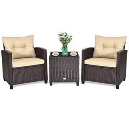 Kadyn - 4 Pieces Outdoor Rattan Furniture Set, Wicker Furniture Sets, Patio Conversation Sets with Coffee Table - Beige
