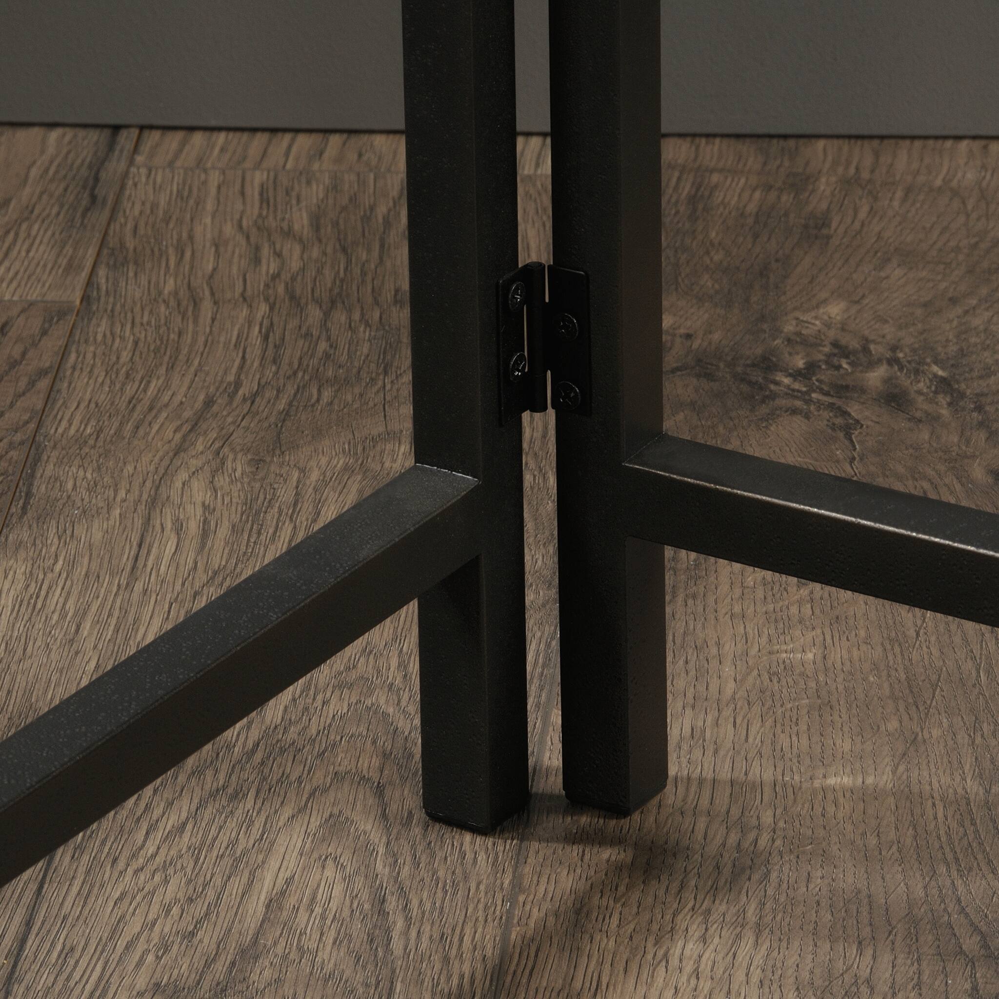 Alt View 2. Spaco - Rustic L-Shaped Desk, Hidden Compartments, Adjustable Shelves, Home Office - Brown.