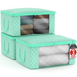 Sorbus - Foldable Storage Bag Organizers, Large Clear Window & Carry Handles, Great for Clothes, Blankets, Closets - Teal