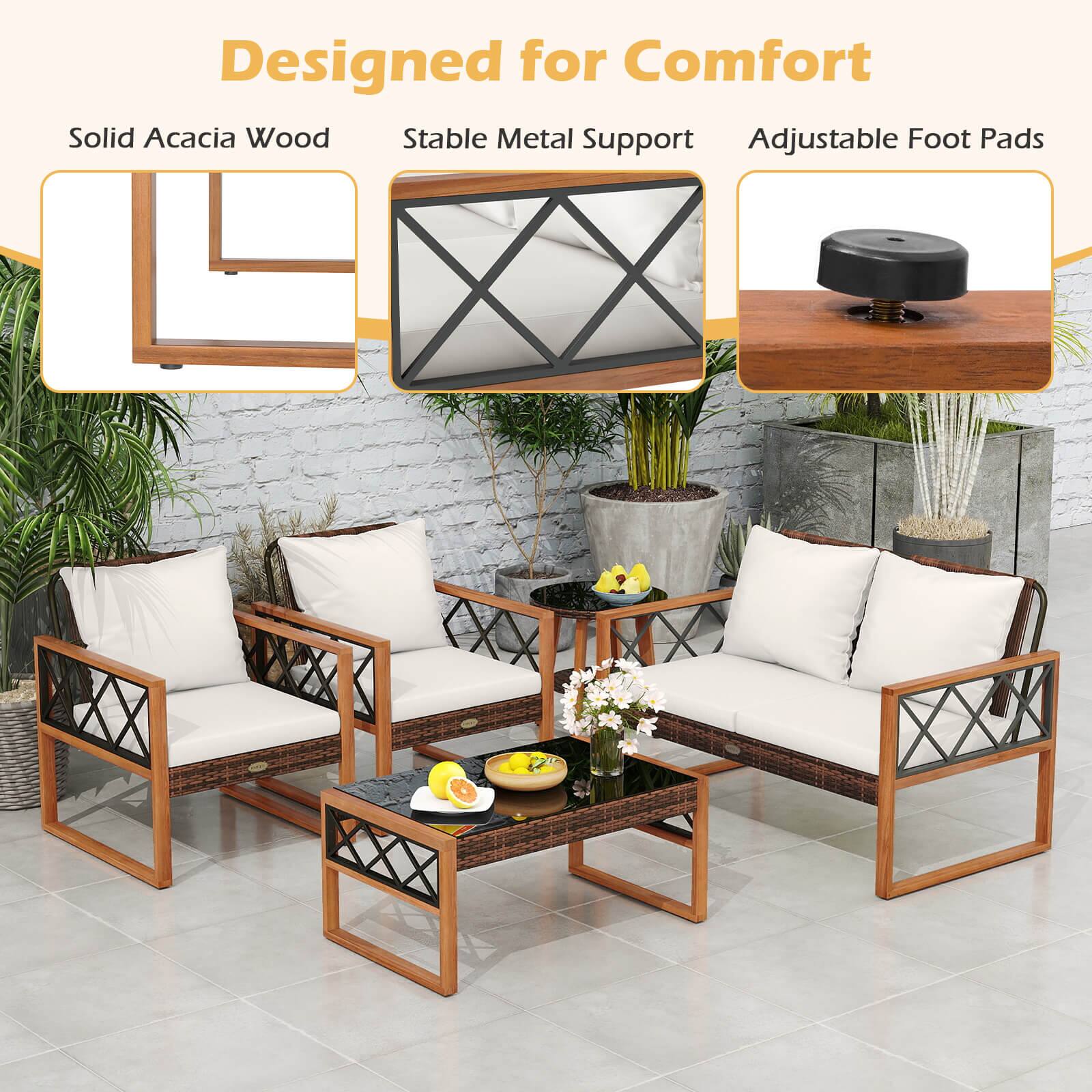 Designed for Comfort

- Solid Acacia Wood
- Stable Metal Support
- Adjustable Foot Pads