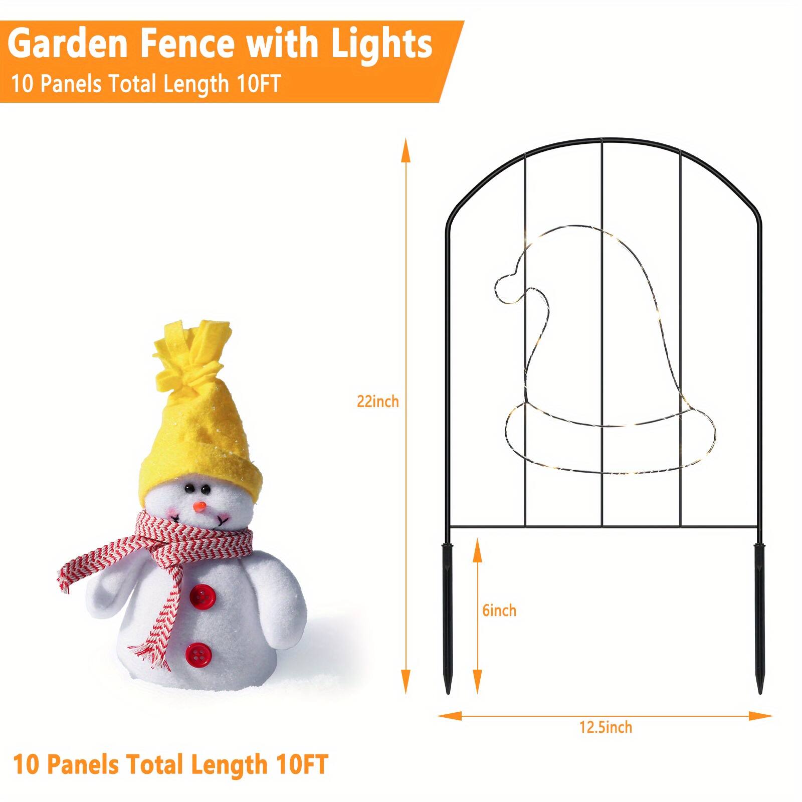 Garden Fence with Lights  
10 Panels Total Length 10FT  

22inch  
6inch  
12.5inch