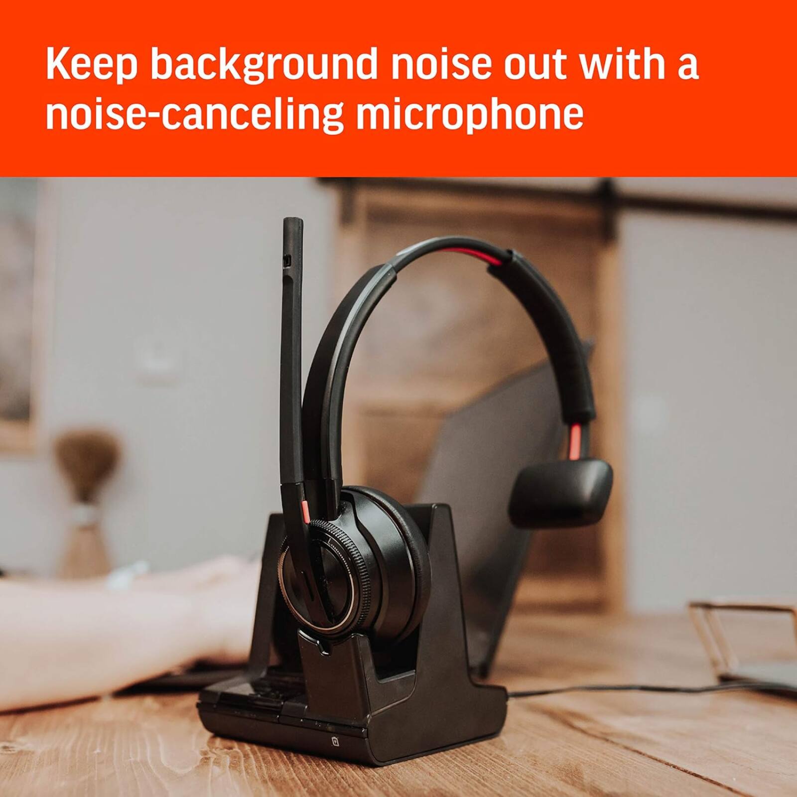 Keep background noise out with a noise-canceling microphone