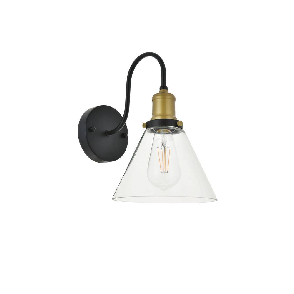 Alt View 5. Living District - Histoire 1 light brass and black Wall Sconce - Brass And Black And Clear.