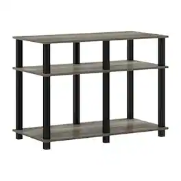 FurniFact - Wooden TV stand for up to 40 inch TVs with modern French Oak and black finish - Gray Black