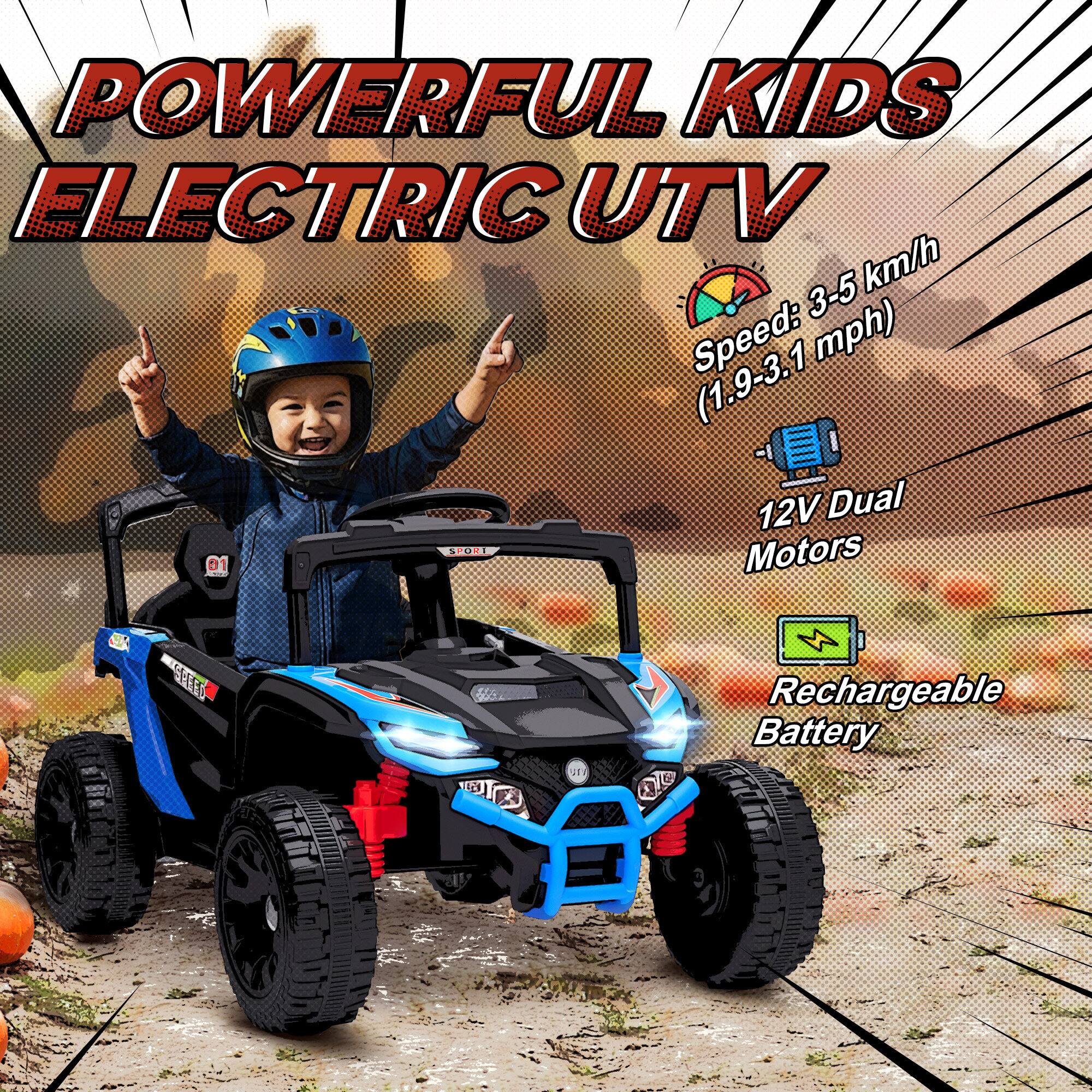 POWERFUL KIDS ELECTRIC UTV  
Speed: 3-5 km/h (1.9-3.1 mph)  
12V Dual Motors  
Rechargeable Battery