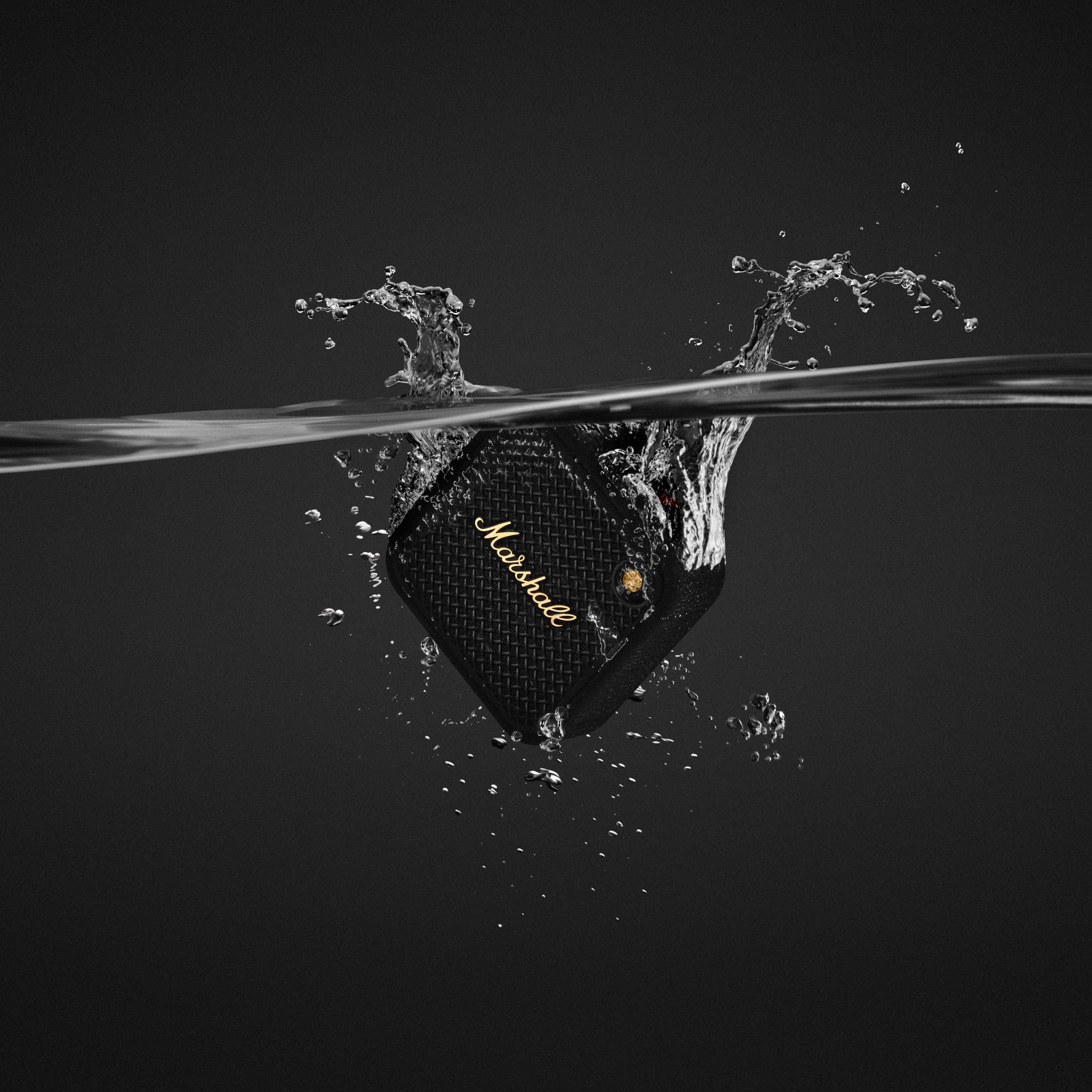 Alt View 17. Marshall - Willen II Portable Bluetooth Speaker with Rugged Waterproof / Dust-proof Wireless Design - Black and Brass.