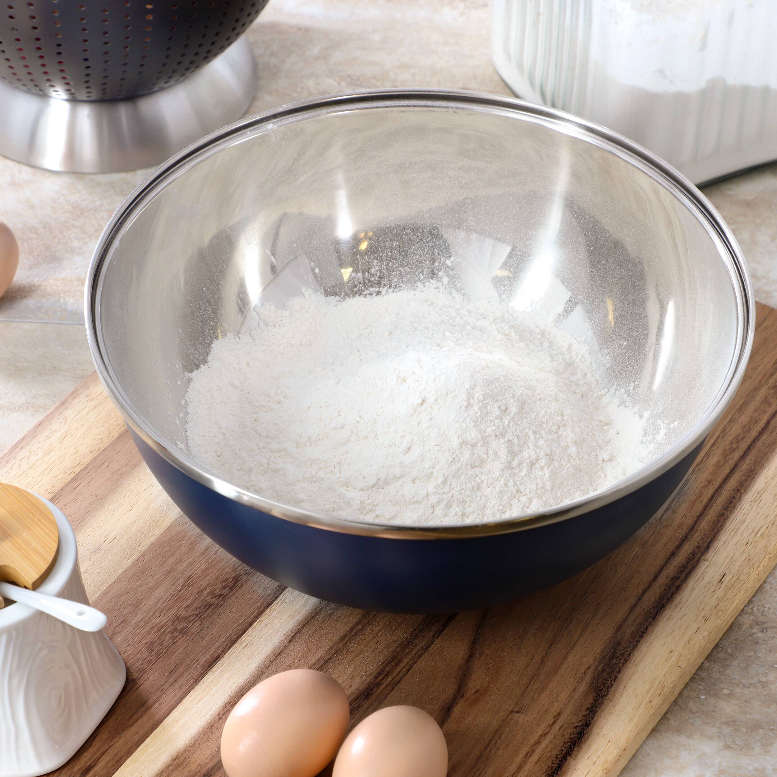 Alt View 4. Oster - Oster Corden 5 Quart Stainless Steel Mixing Bowl in Blue with Nonslip Base.