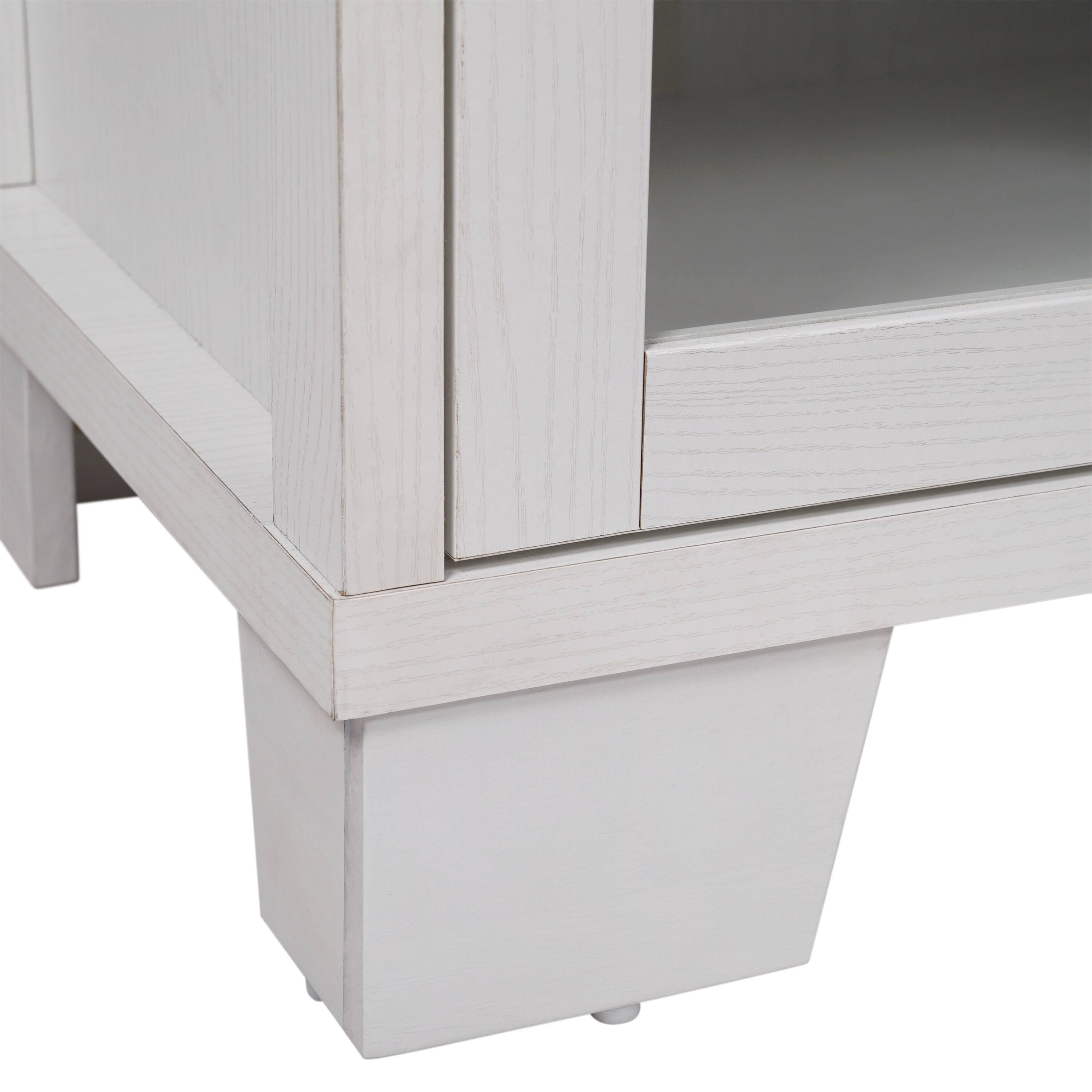 Alt View 9. Emma + Oliver - Keith Engineered Wood Buffet Sideboard Storage Cabinet for Kitchen/Dining Room with 3 Drawers and 3 Tempered Glass Doors - White.