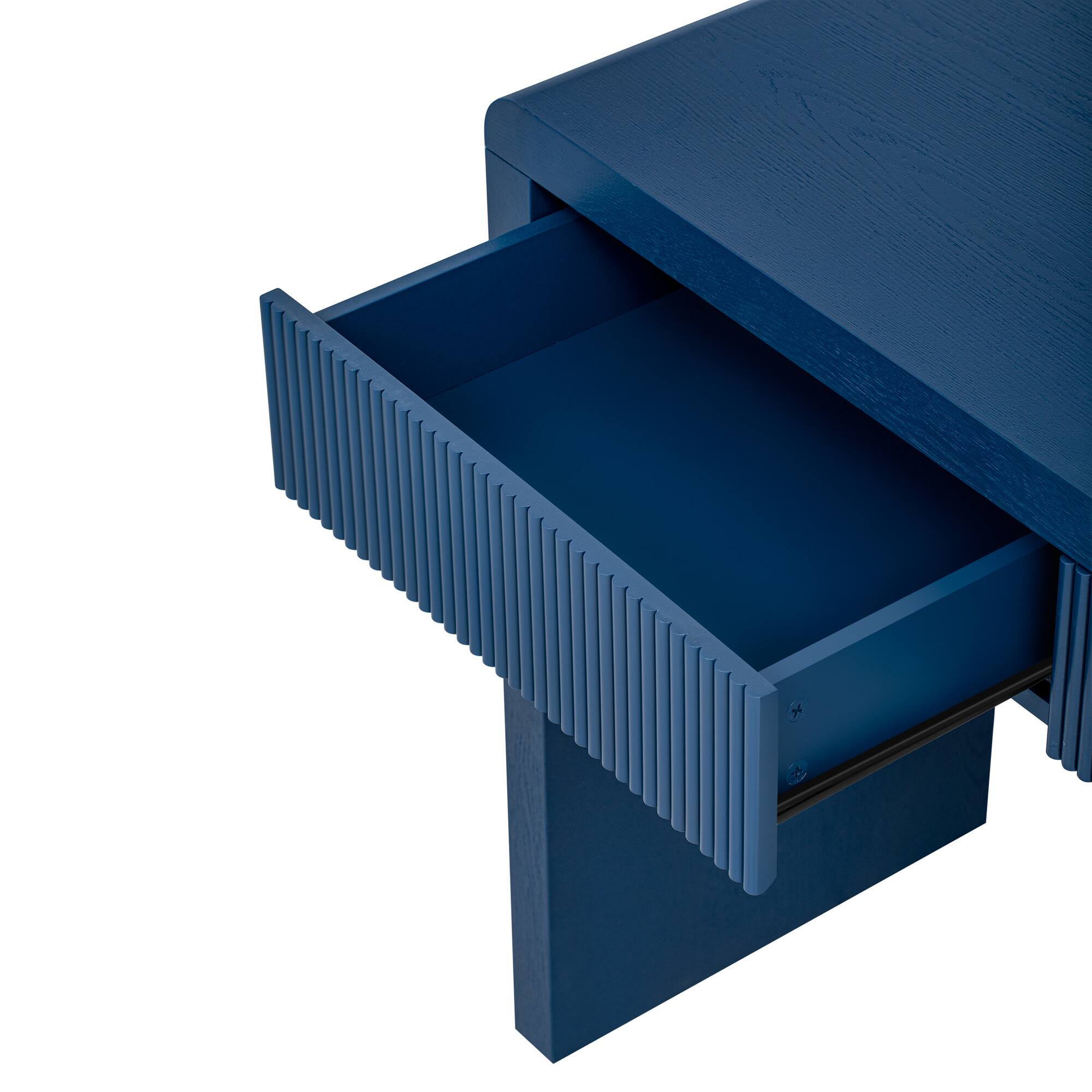 Alt View 1. Spaco - Spaco Rustic Aesthetic Console Table, 3 Fluted Drawers with Solid Wood Veneer and Natural Grain for Living Room Hallway - Navy.