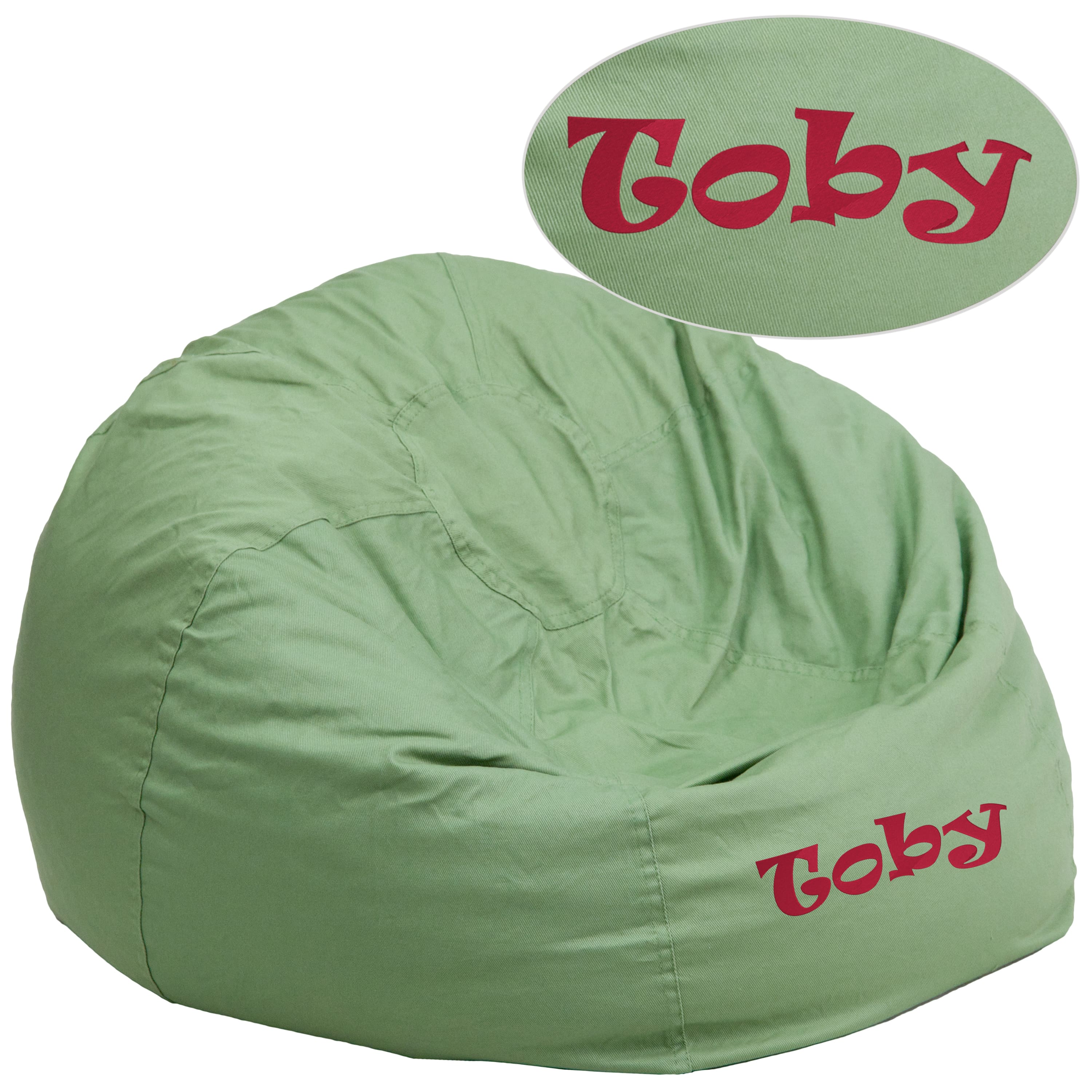 Flash Furniture - Duncan Personalized Oversized Solid Bean Bag Chair for Kids and Adults - Green