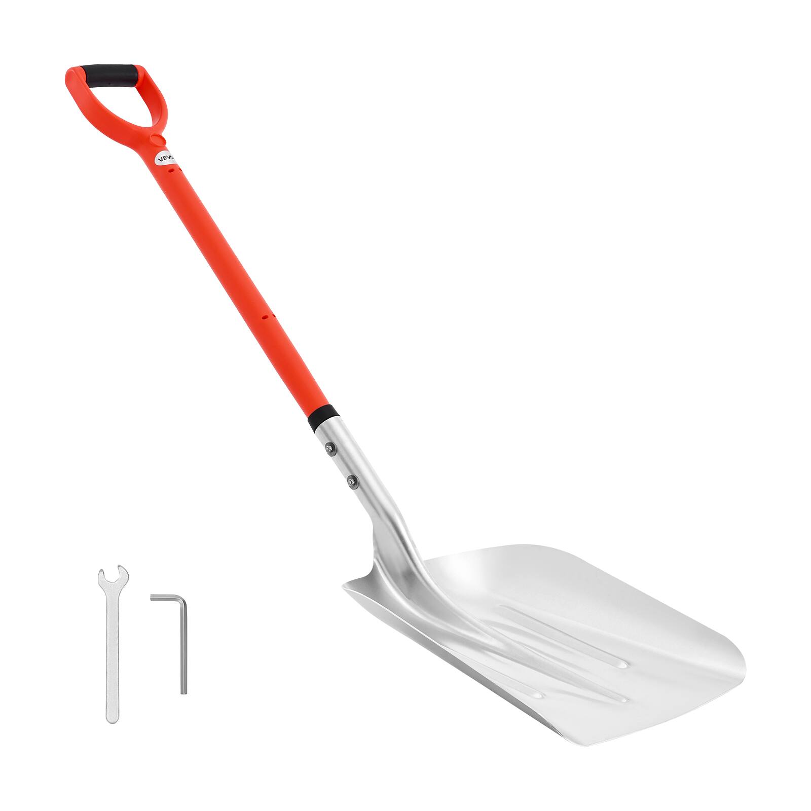 Alt View 5. VEVOR - Snow Shovel for Driveway, 14 in Wide Aluminum Alloy Snow Shovel with D-shaped Handles, Large Capacity Snowplow Shovels - Silver+Orange.