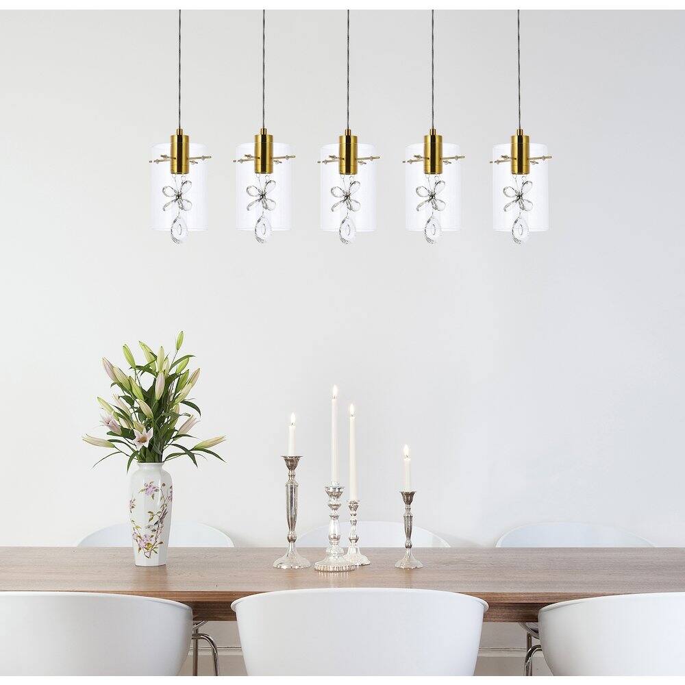 Angle. Elegant Lighting - Hana 5 Lights Gold Pendant - Gold.