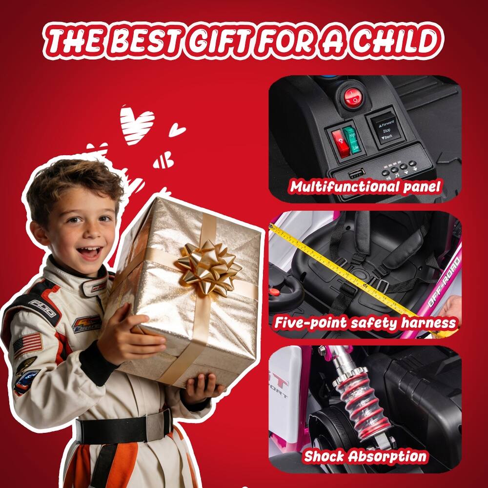 THE BEST GIFT FOR A CHILD

A Forward Stop Back

B

ES

Multifunctional panel

Five-point safety harness

Shock Absorption