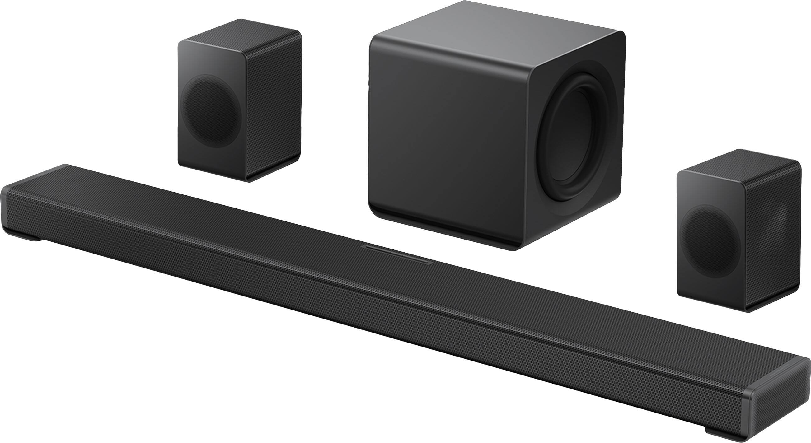 Angle. TCL - Q95K Q Class 11.1.4 Channel Dolby Atmos Soundbar with Wireless Dual-Driver Subwoofer and Satellite Speakers - Black.