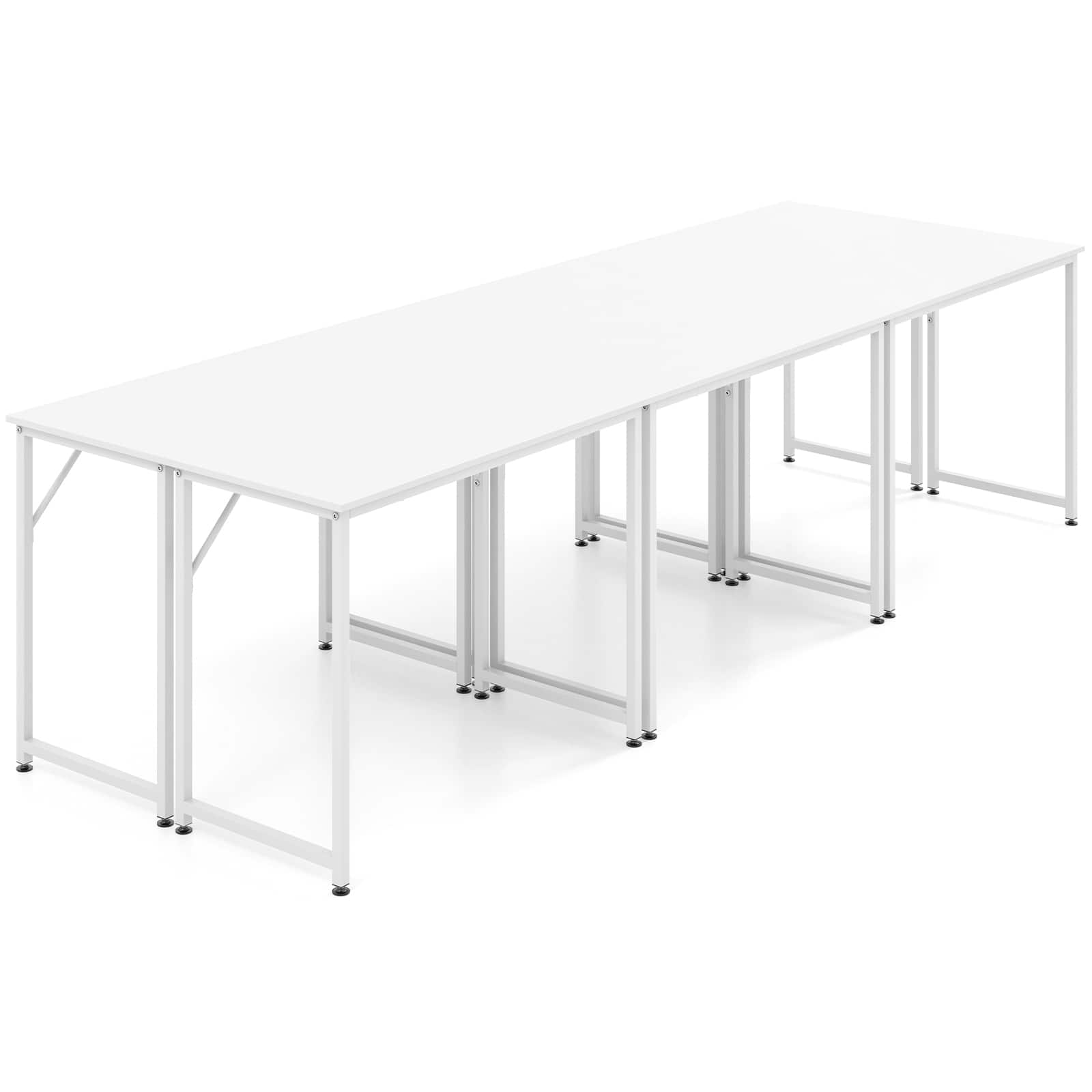 Costway - Set of 6 Conference Tables Rectangular Meeting Room Table for School or College Boardroom Desk - White