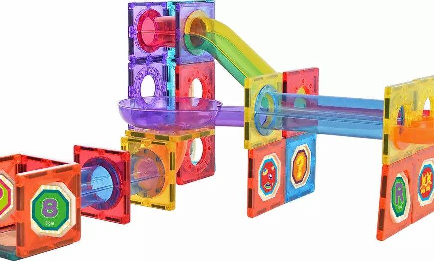 Link Magnetic Tile Building Roller Coaster Kids Block 61 Piece Set ...