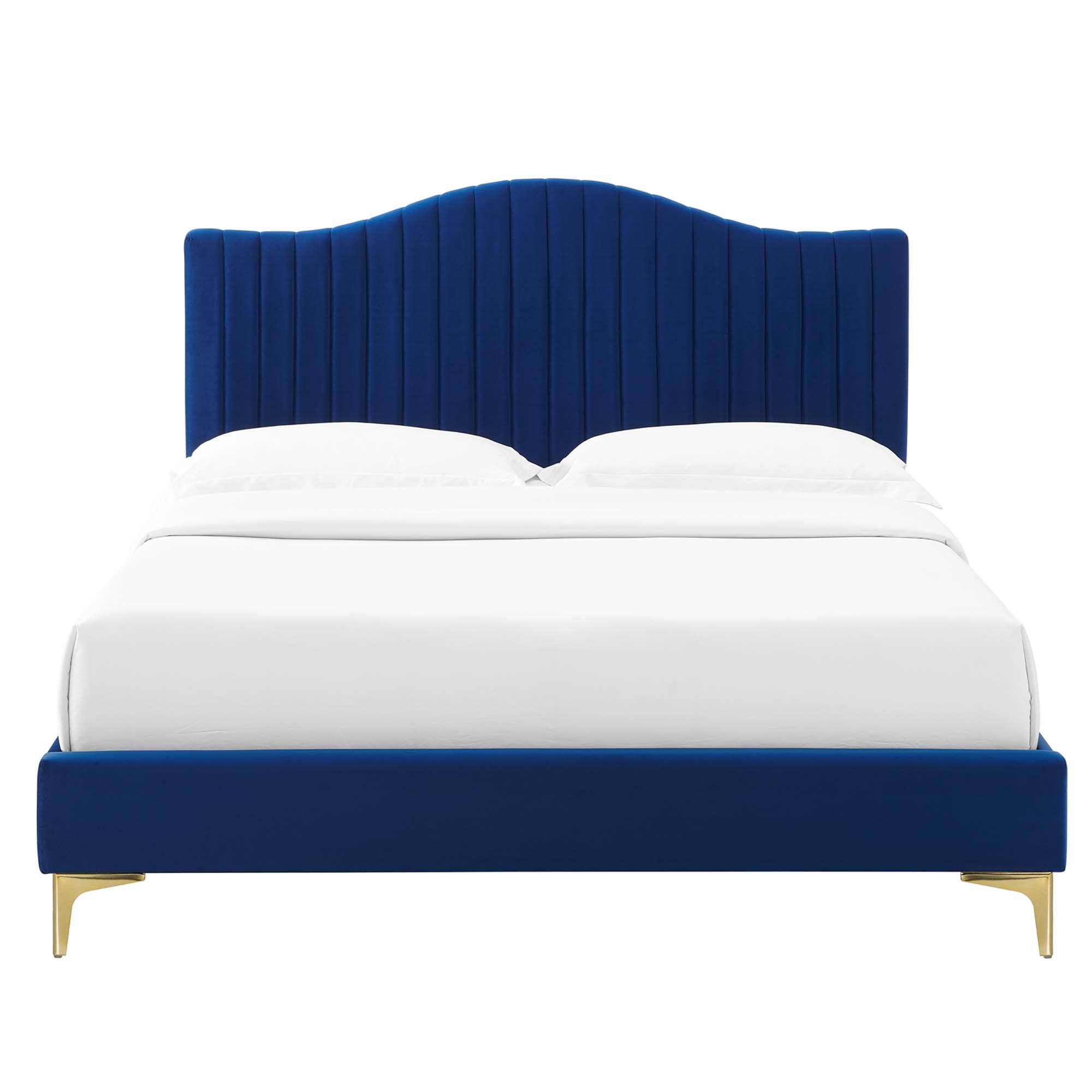 Alt View 7. Modway - Juniper Channel Tufted Performance Velvet Full Platform Bed - Blue.