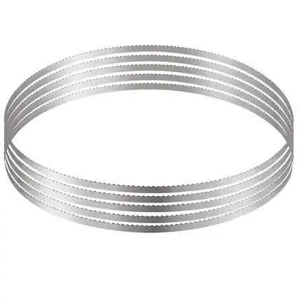 Front. VEVOR - Band Saw Blade, 51.2x0.63x0.02 inch, 5 PCS/Pack Meat Bandsaw Blades for Replacement, Carbon Steel Blade - Silver.