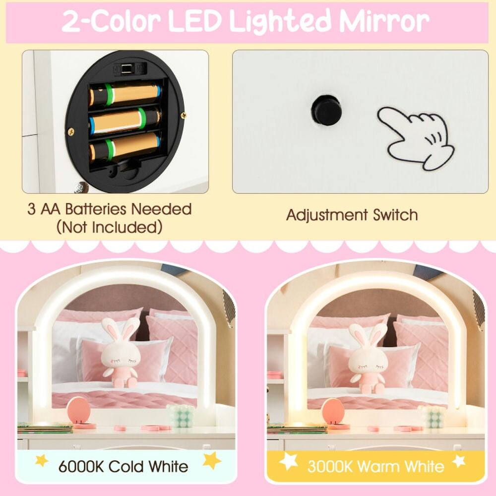 2-Color LED Lighted Mirror  
3 AA Batteries Needed (Not Included)  
Adjustment Switch  
6000K Cold White  
3000K Warm White