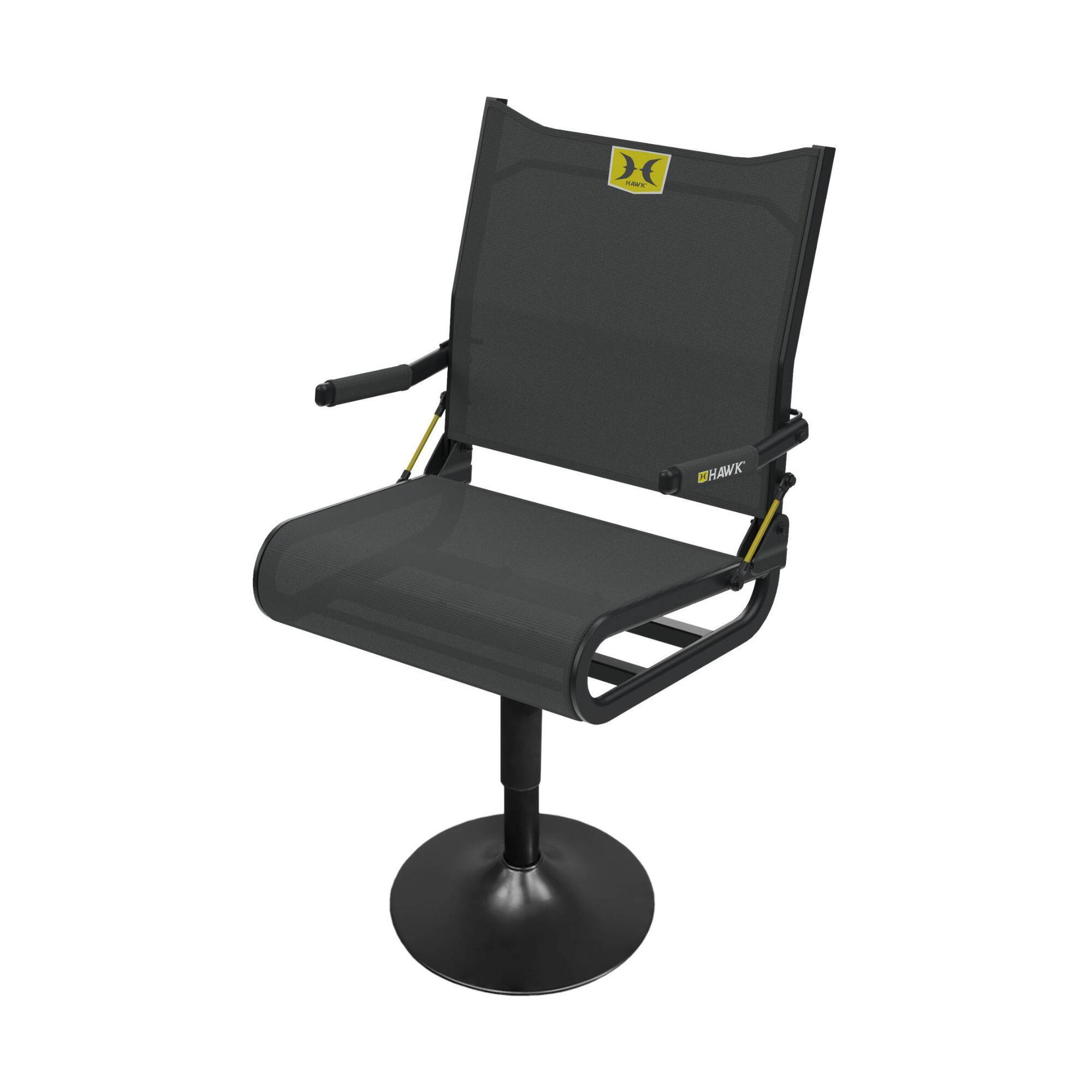 Hawk - Stealth Pedestal Adjustable Hunting Blind Chair with 300 lb. Capacity - Black