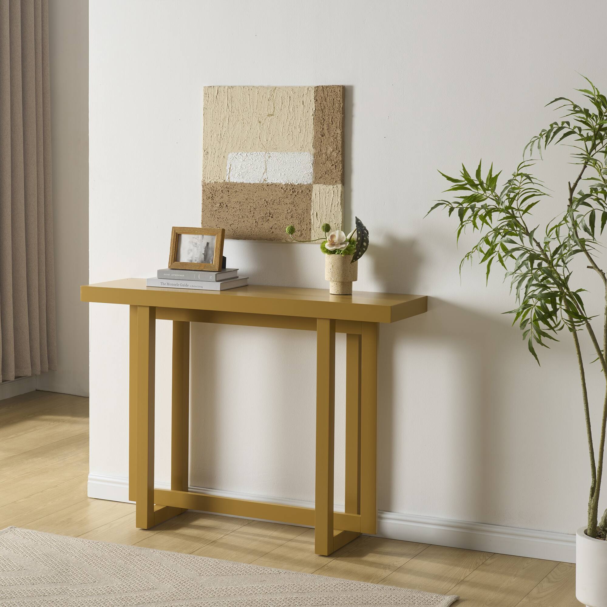 Front. Kings Brand Furniture - Kings Brand Furniture Console Table for Entryway, Wood Sofa Table Behind Couch, and Entry Table for Living Room - Honey Mustard.